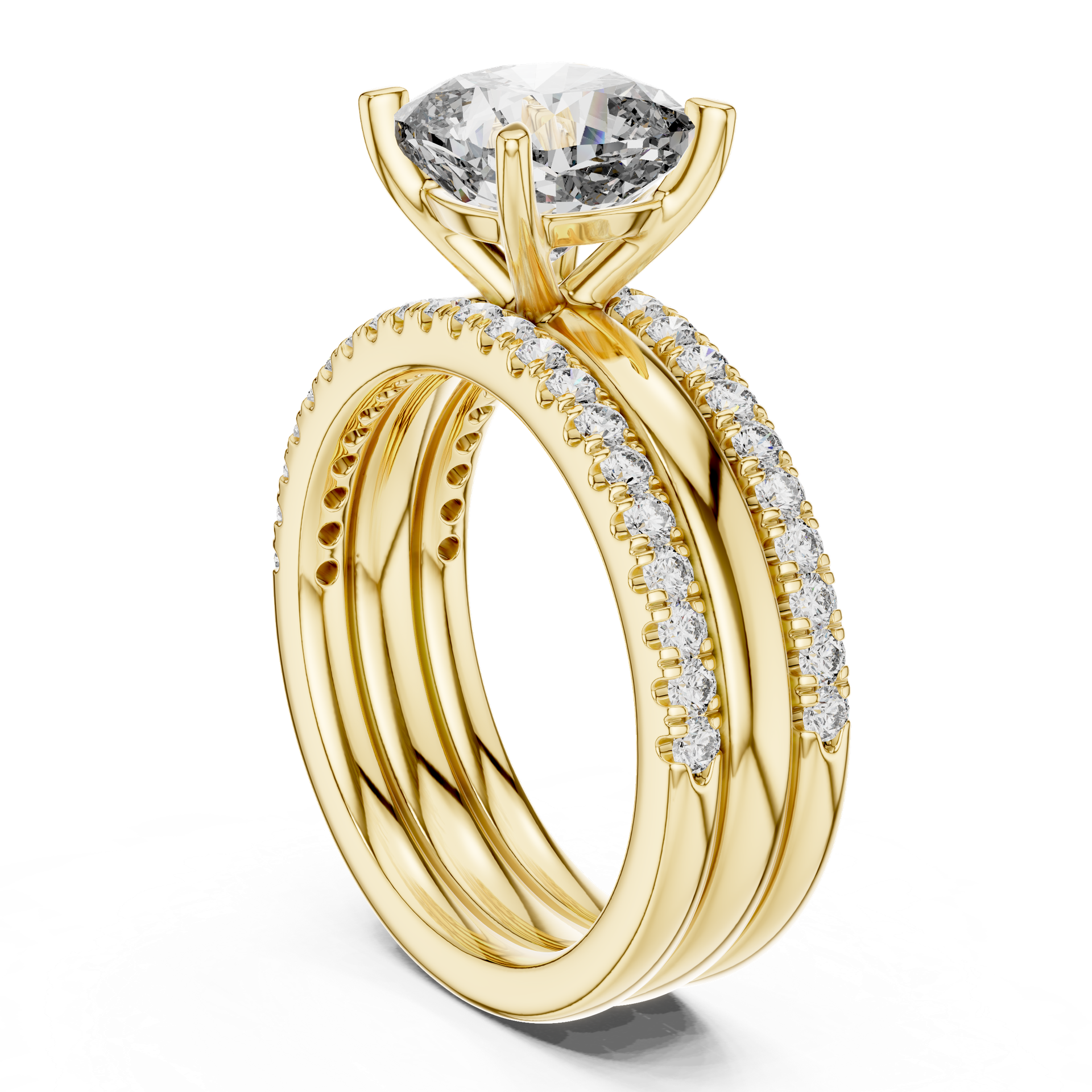 Cushion Cut Diamond Engagement Ring with 3 CT Center | Gold, Silver & Platinum