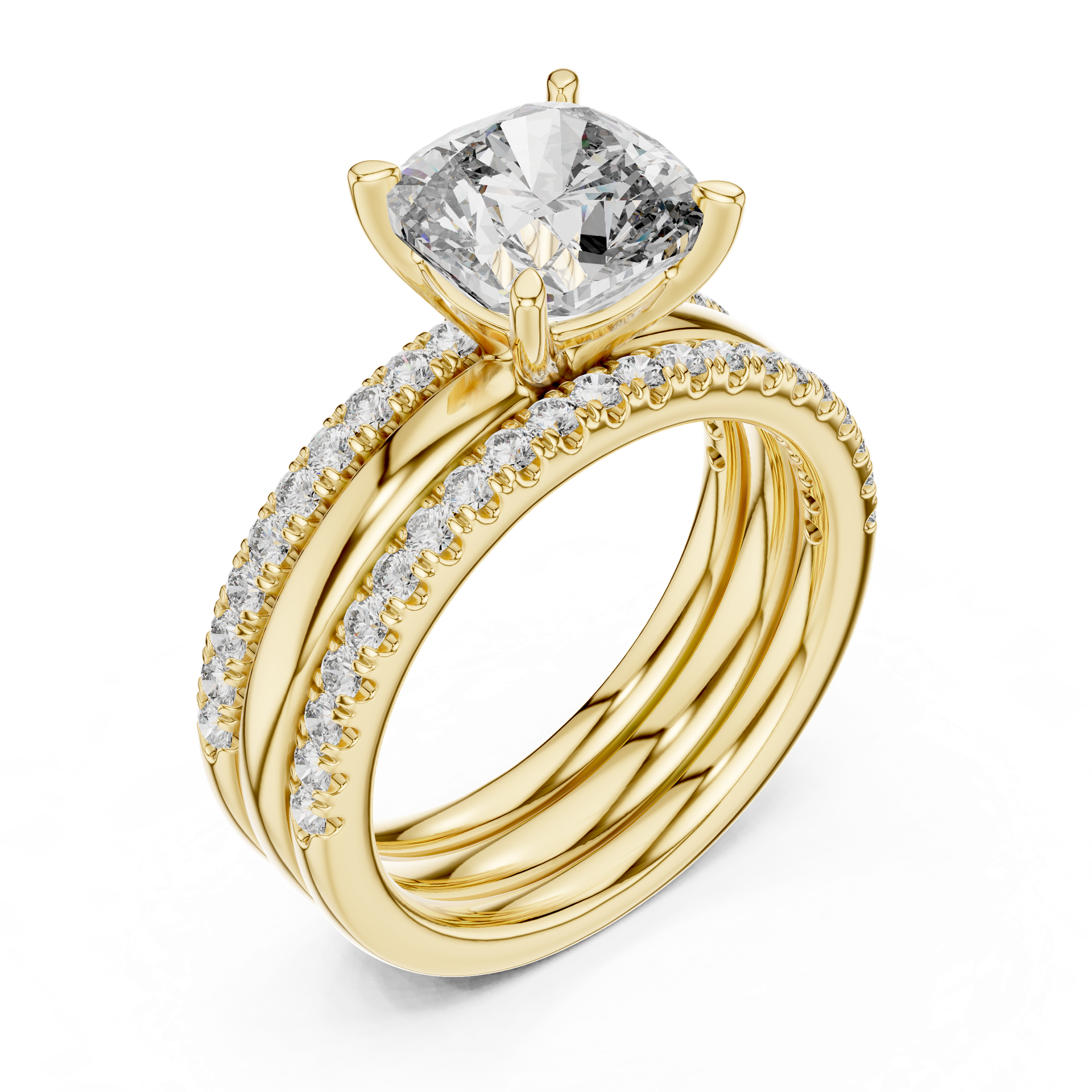 Cushion Cut Diamond Engagement Ring with 3 CT Center | Gold, Silver & Platinum view 2