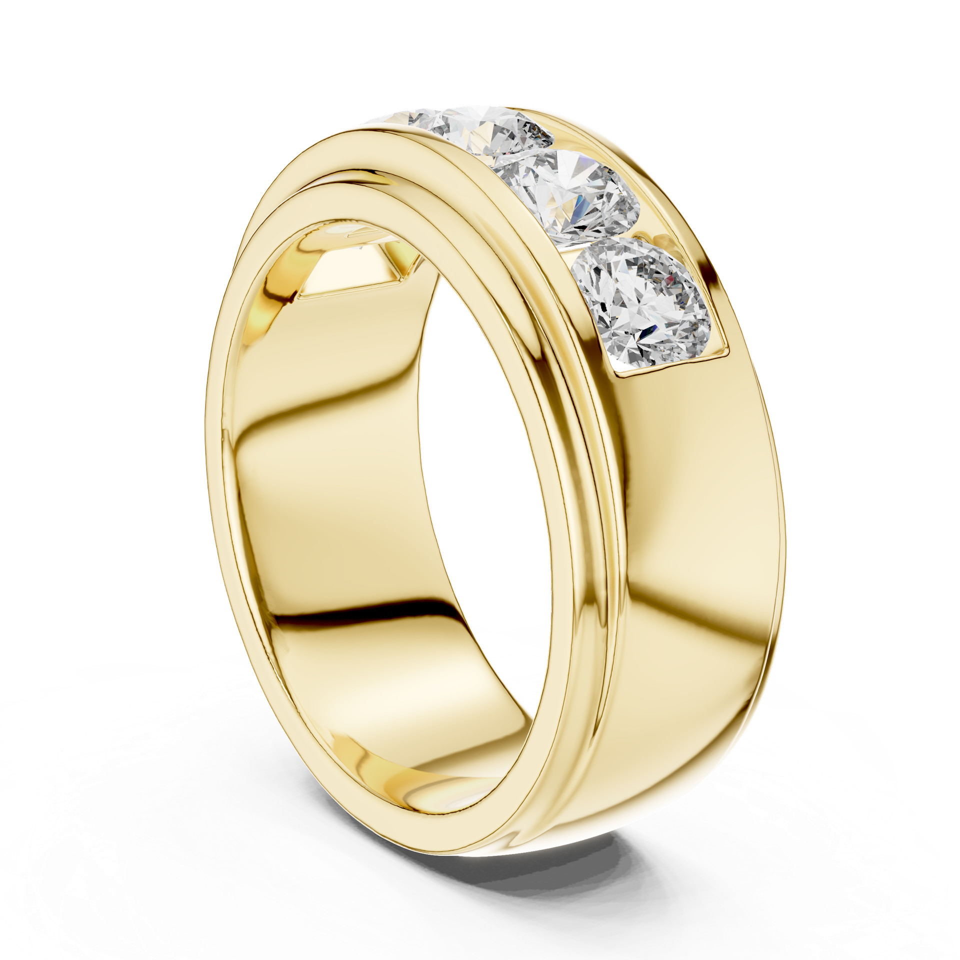 Round Cut Diamond Wedding Band in Gold, Silver & Platinum