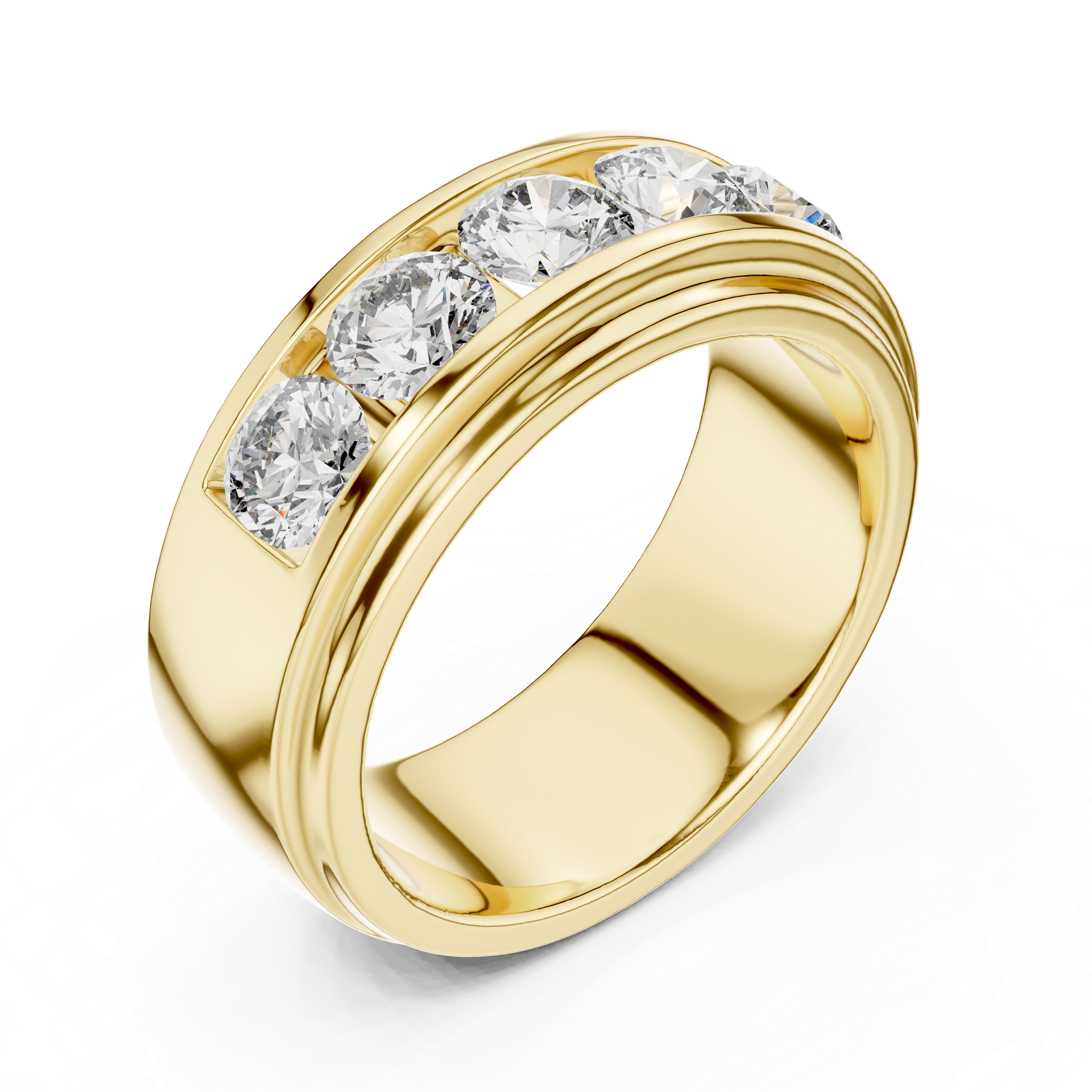 Round Cut Diamond Wedding Band in Gold, Silver & Platinum view 3