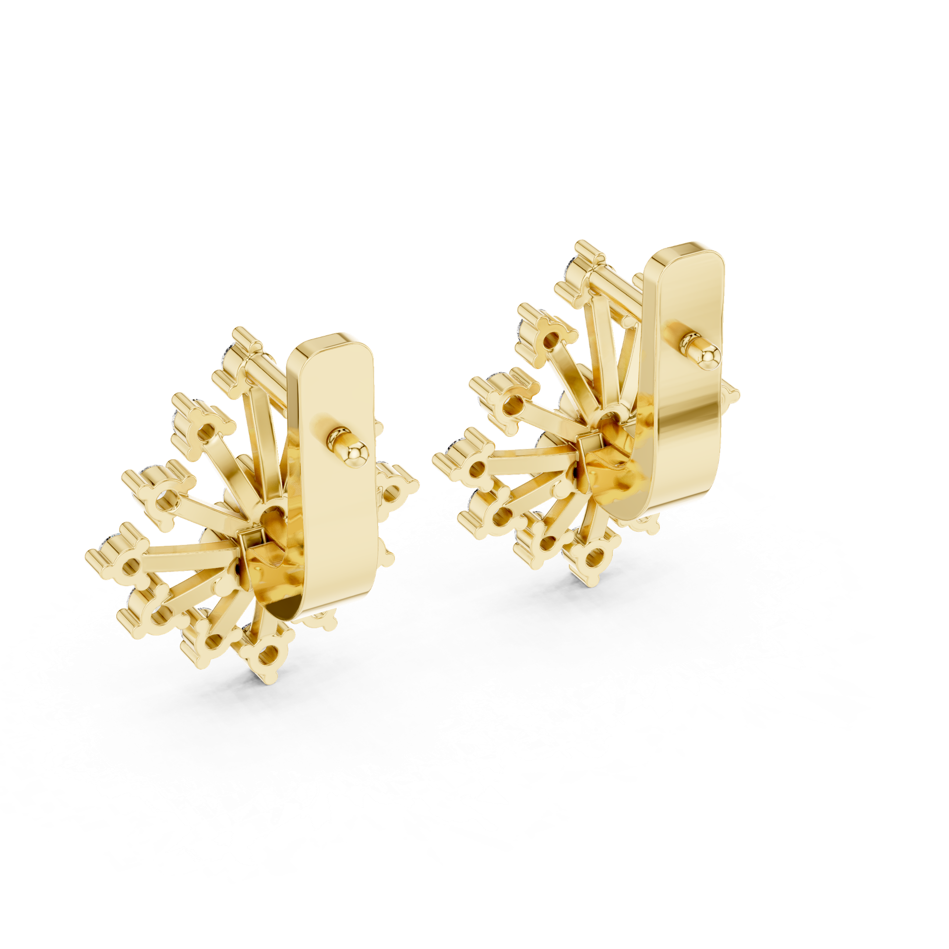Diamond Starburst Earrings – Luxury Gold, Silver & Platinum Design view 4