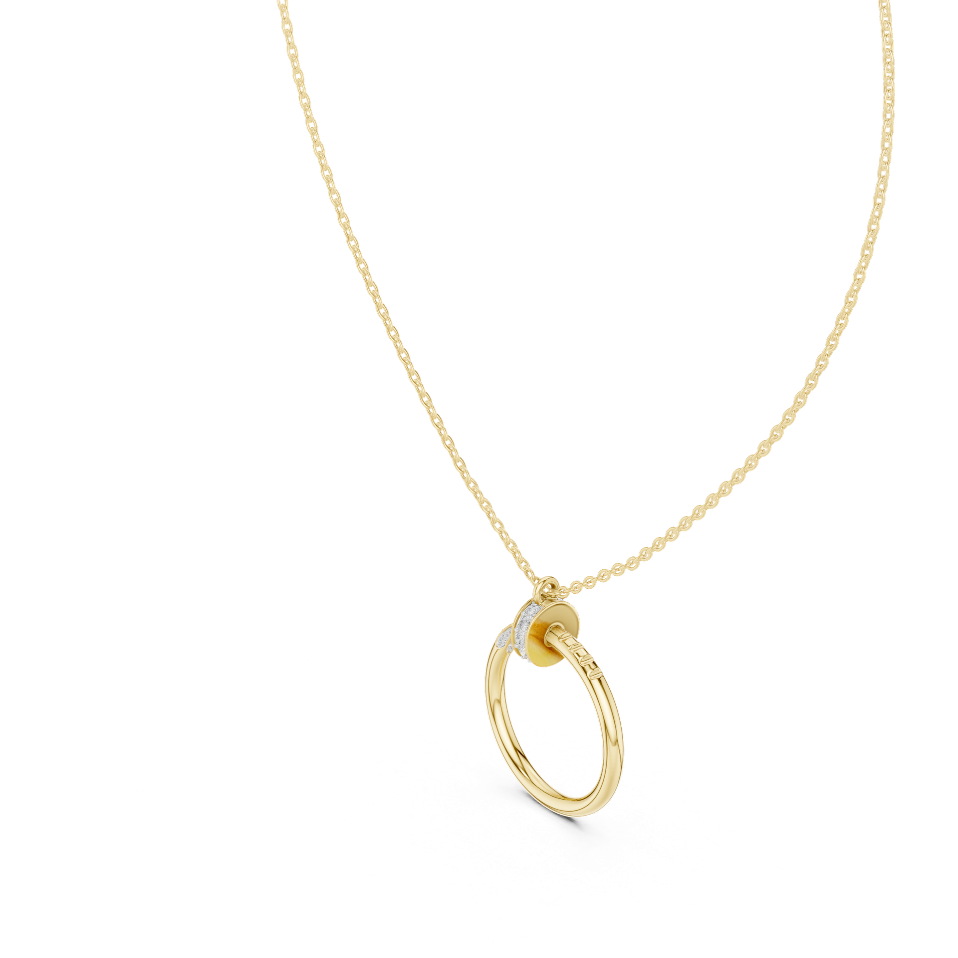 Round‑Cut Diamond Nail Pendant | 26.20 mm Gold Diamond Curve Necklace | Modern Luxury Jewelry | THE DIAMOWN view 2