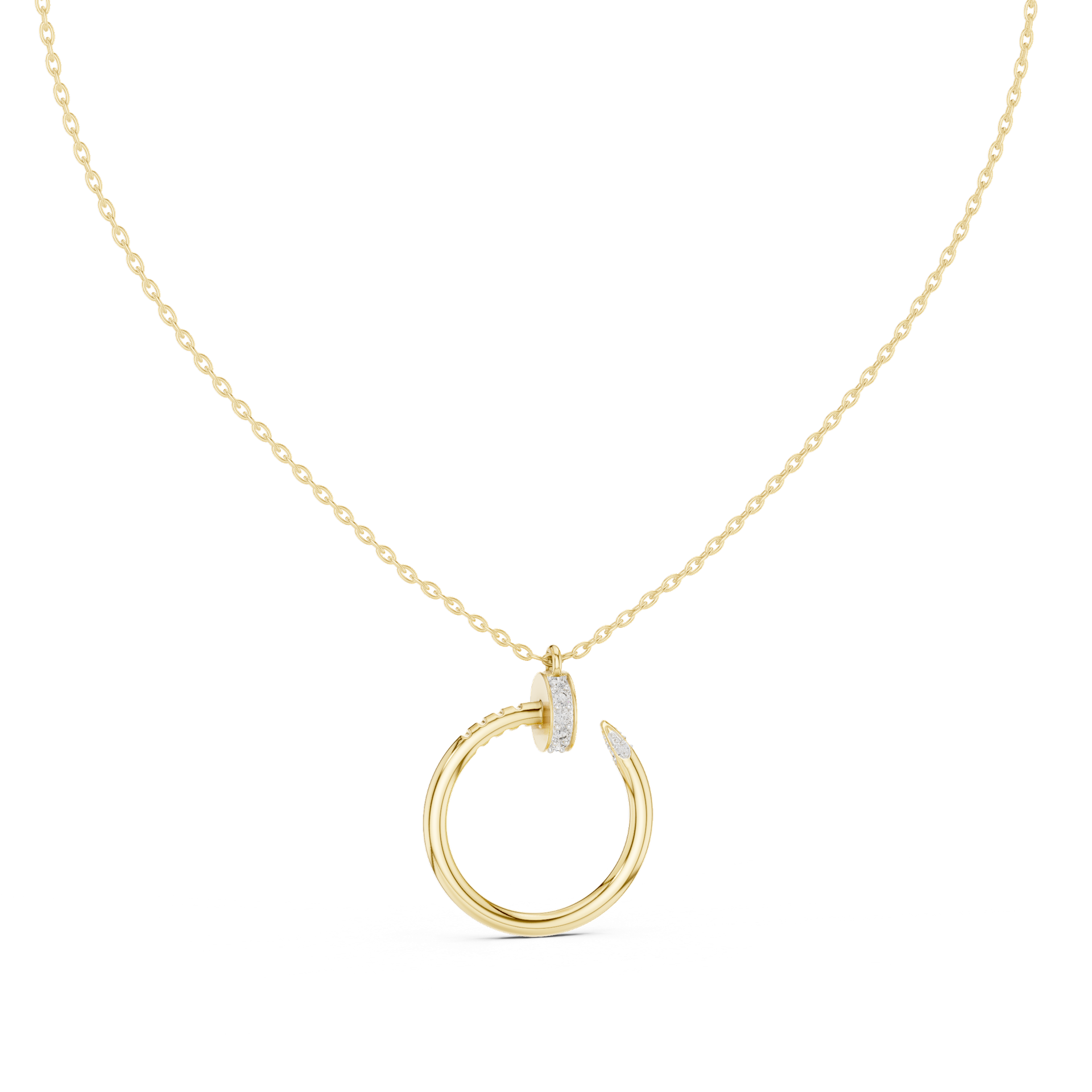 Round‑Cut Diamond Nail Pendant | 26.20 mm Gold Diamond Curve Necklace | Modern Luxury Jewelry | THE DIAMOWN view 4