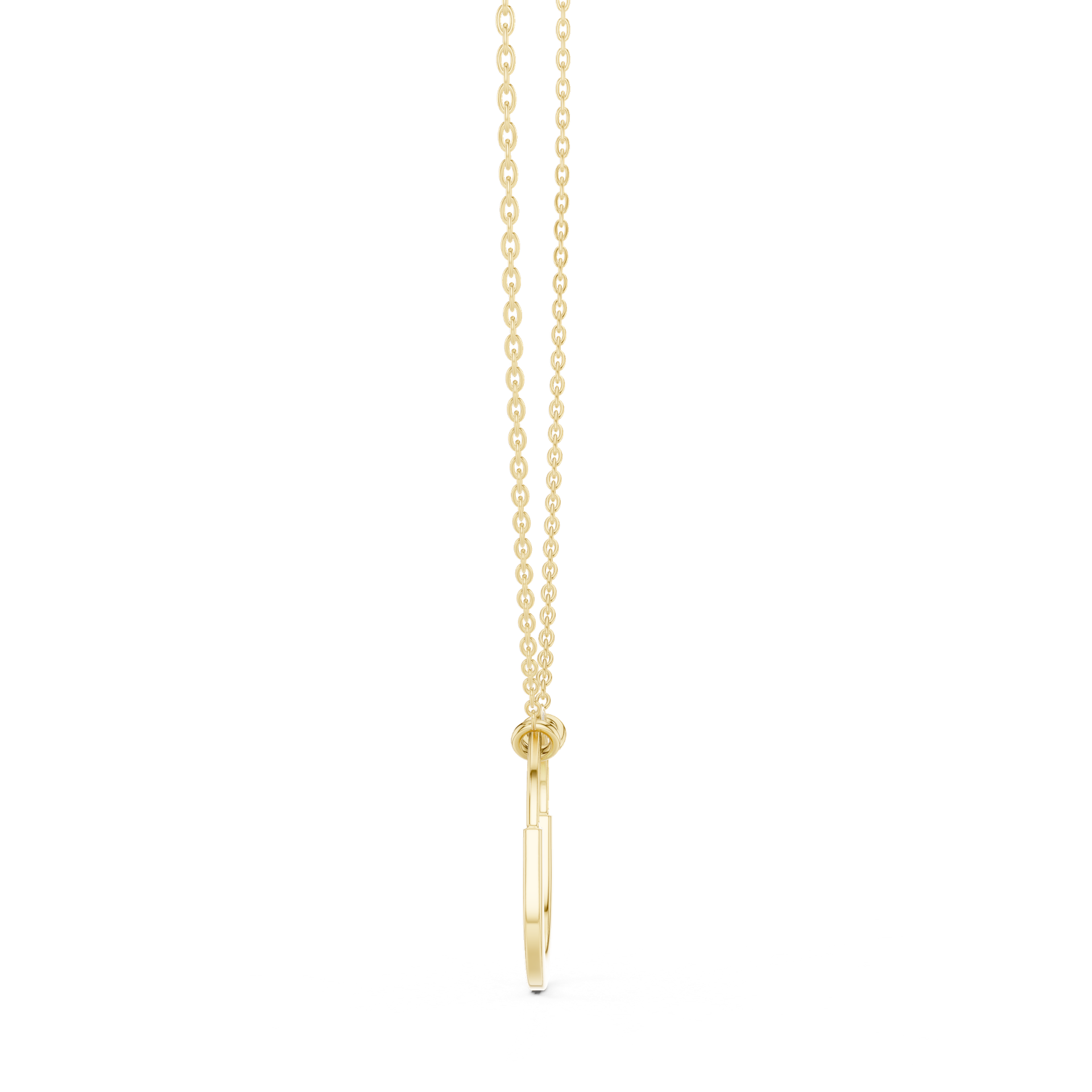 Round‑Cut Diamond Oval Pendant | 21.70 mm Gold Half‑Pavé Necklace | Modern Luxury Jewelry | THE DIAMOWN view 3