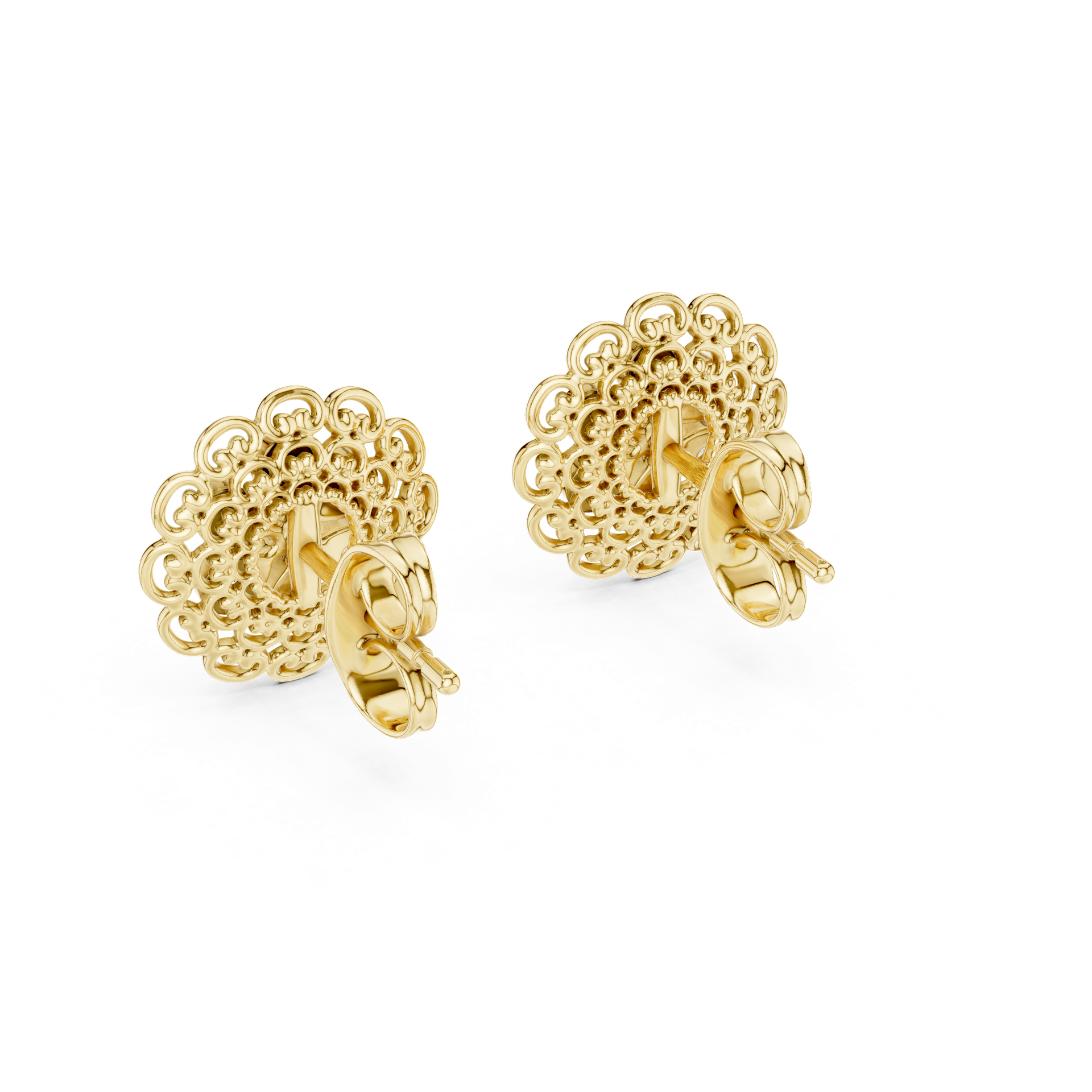 Natural Diamond Floral Earrings | 11.20 mm Gold Designer Studs | Fine Luxury Jewelry | THE DIAMOWN view 2