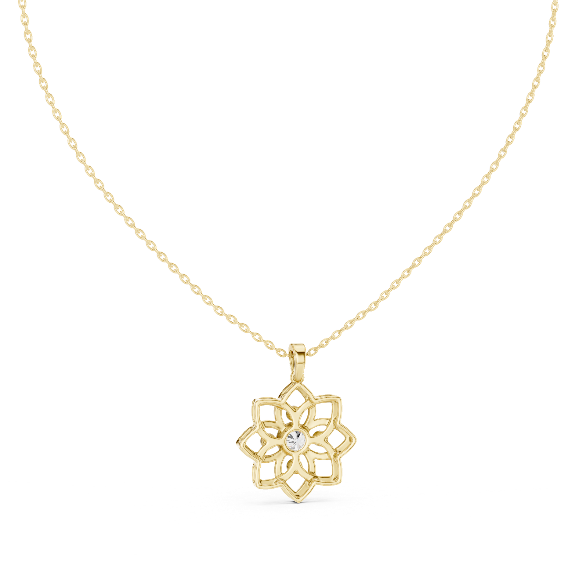 Round‑Cut Diamond Floral Pendant | 26.72 mm Gold Flower Necklace | Fine Luxury Jewelry | THE DIAMOWN view 3