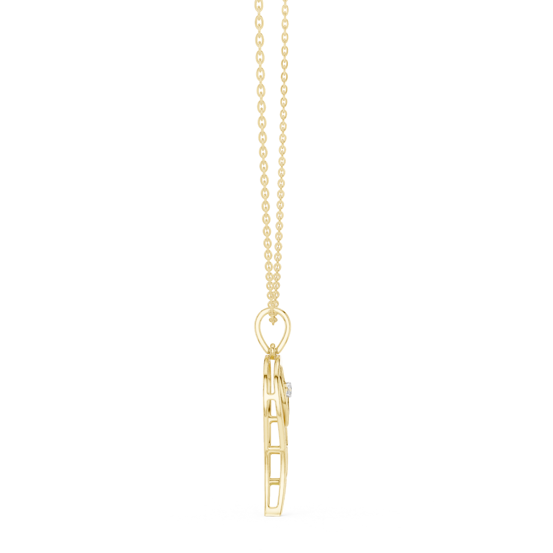 Round‑Cut Diamond Angel Wing Pendant | 33.80 mm Gold Heart Necklace (Pendant Only) | Fine Luxury Jewelry | THE DIAMOWN view 3