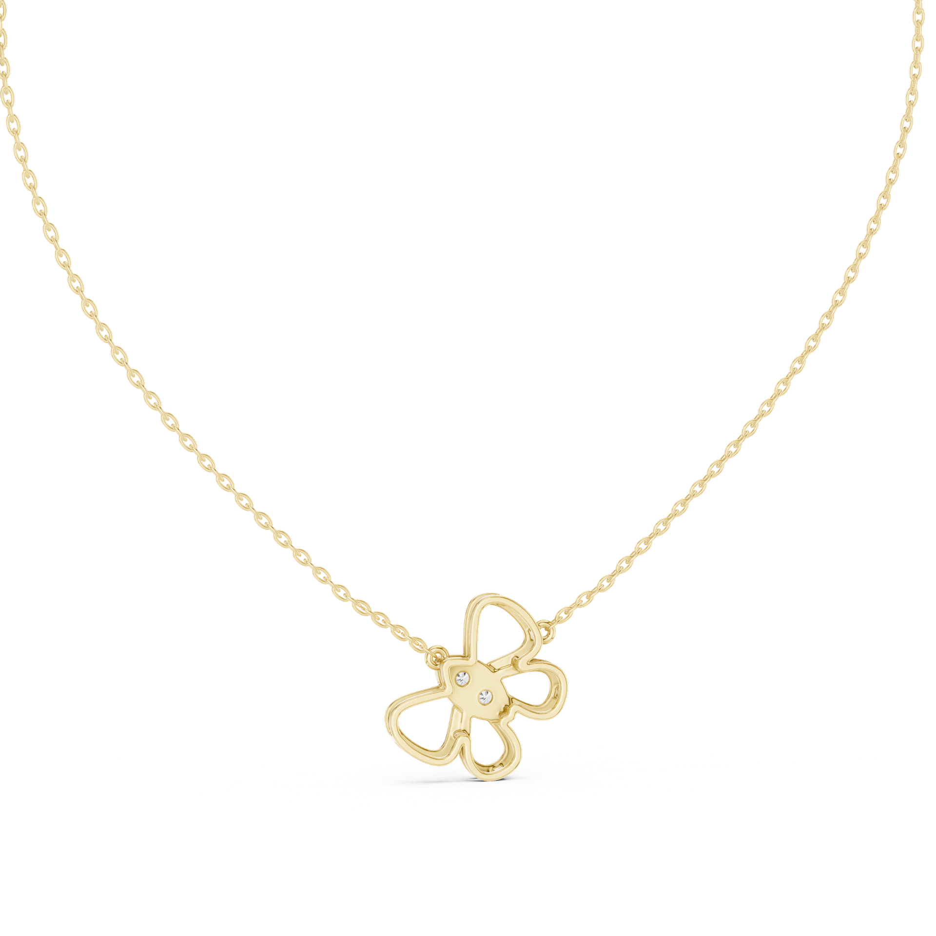 Round‑Cut Diamond Floral Pendant | 18.11 mm Gold Four‑Petal Necklace (Pendant Only) | Fine Luxury Jewelry | THE DIAMOWN view 3