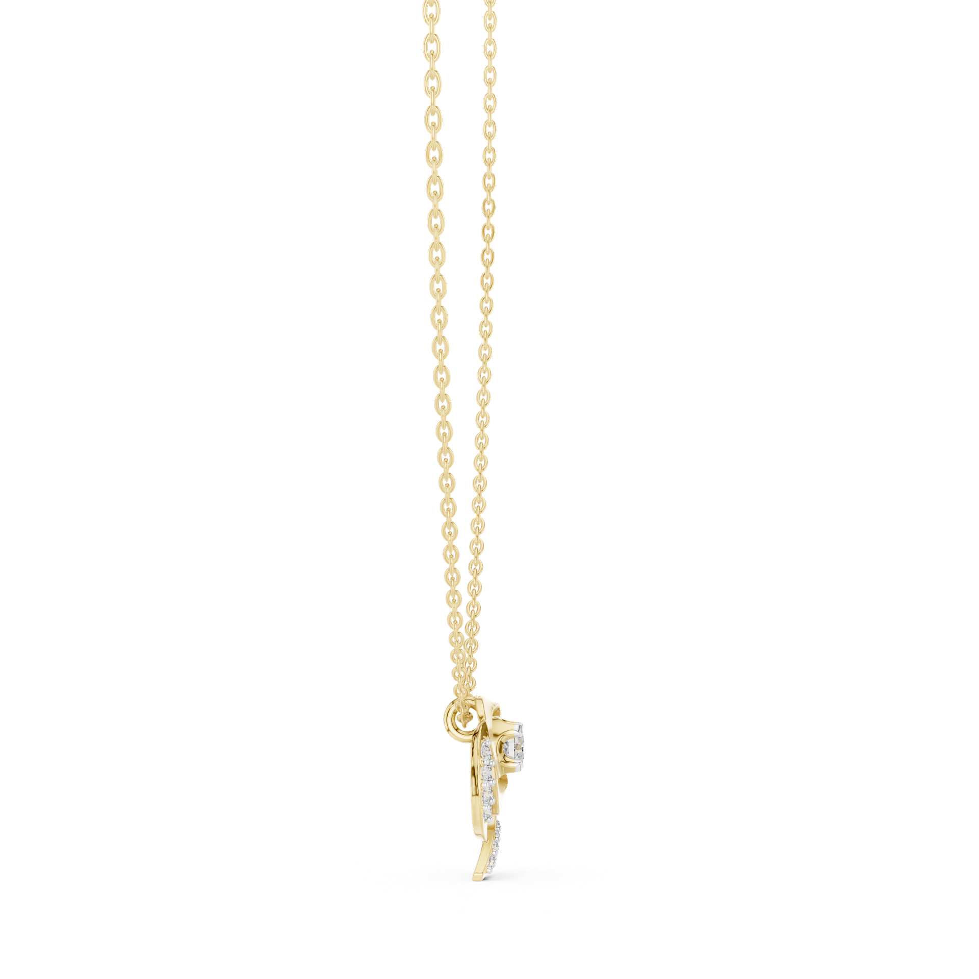 Round‑Cut Diamond Swirl Pendant | 14.74 mm Gold Curve Necklace (Pendant Only) | Fine Luxury Jewelry | THE DIAMOWN view 3