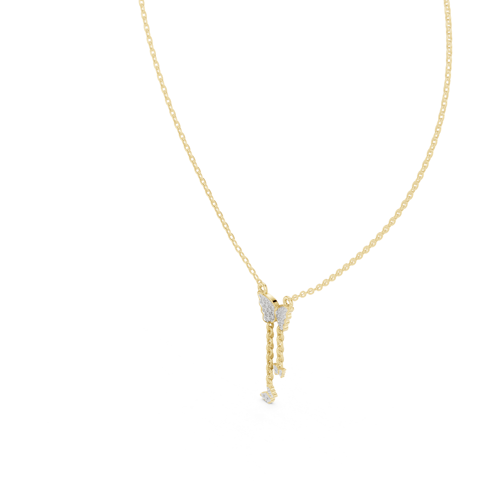 Natural Diamond Butterfly Pendant | 25.79 mm Gold Triple‑Drop Necklace (Pendant Only) | Fine Luxury Jewelry | THE DIAMOWN view 3