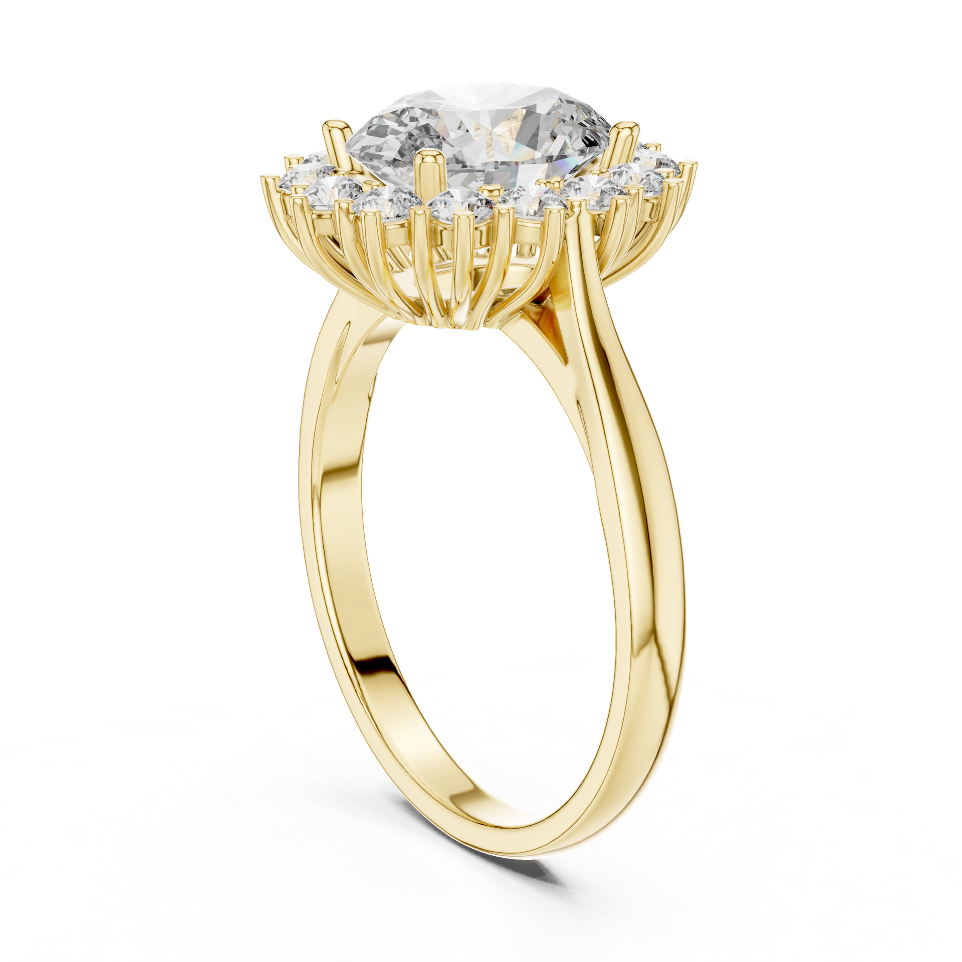 Oval Diamond Halo Engagement Ring with 2 CT Center | Gold, Silver & Platinum