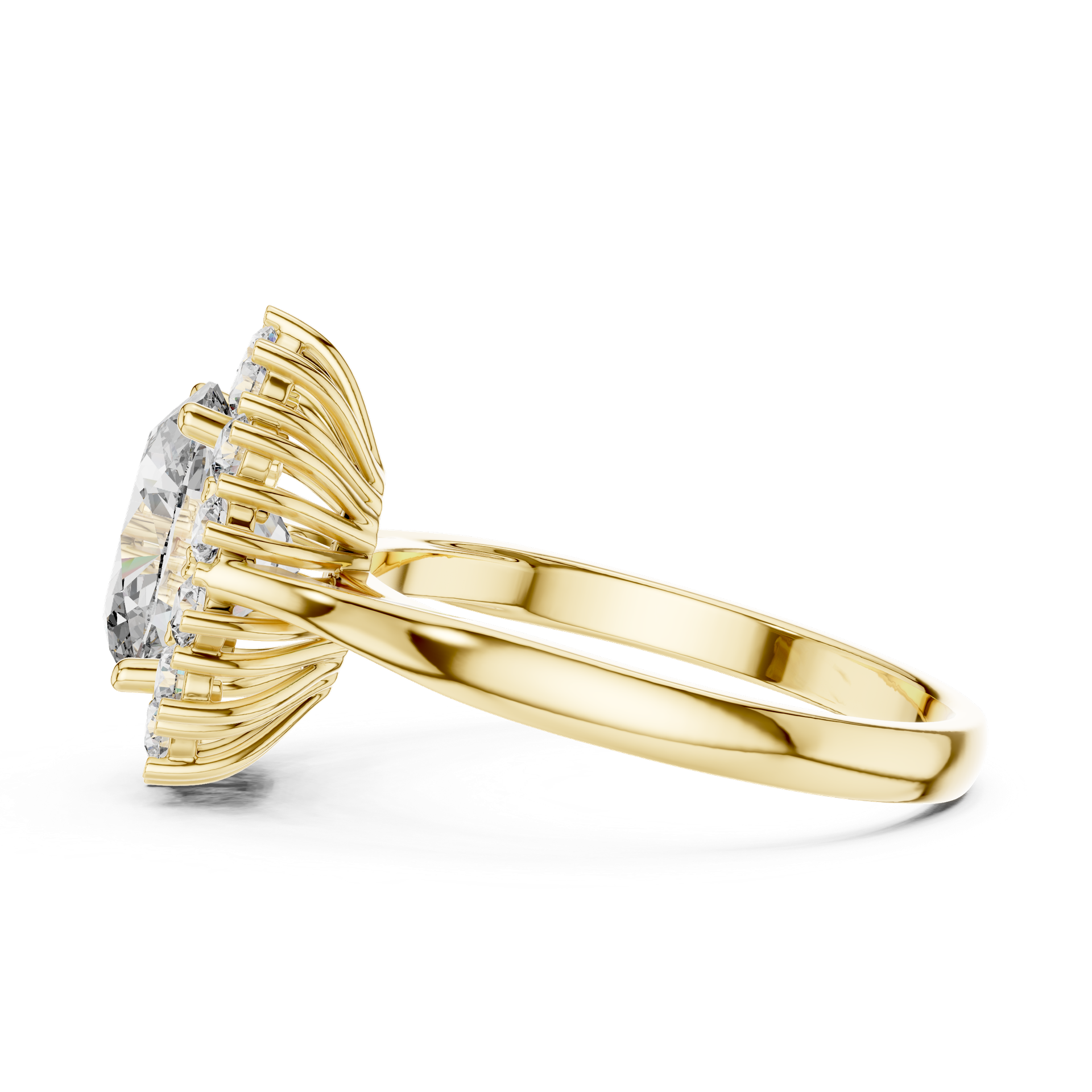 Oval Diamond Halo Engagement Ring with 2 CT Center | Gold, Silver & Platinum view 3
