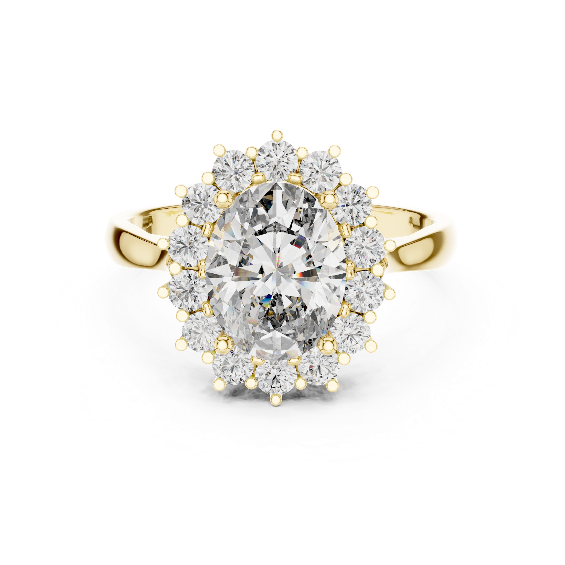 Oval Diamond Halo Engagement Ring with 2 CT Center | Gold, Silver & Platinum view 4