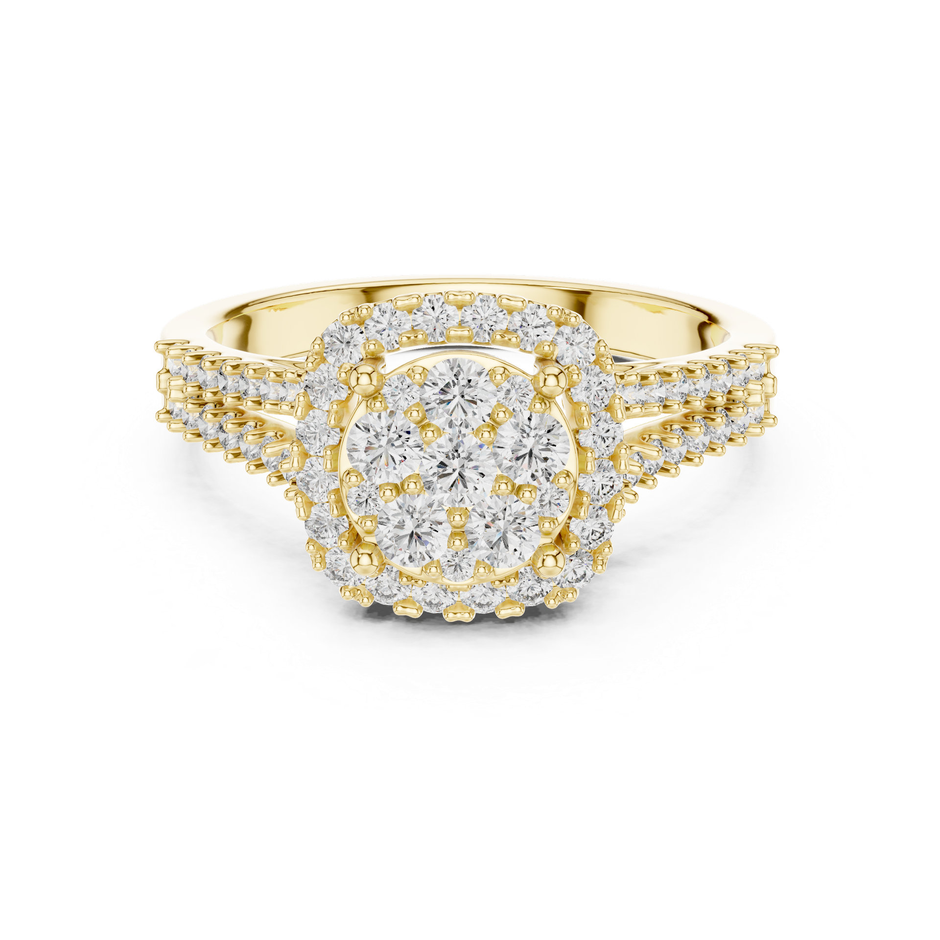 Round Diamond Halo Engagement Ring in Gold | Pavé Diamond Bridal Ring | Elegant Halo Engagement Ring | THE DIAMOWN view 4