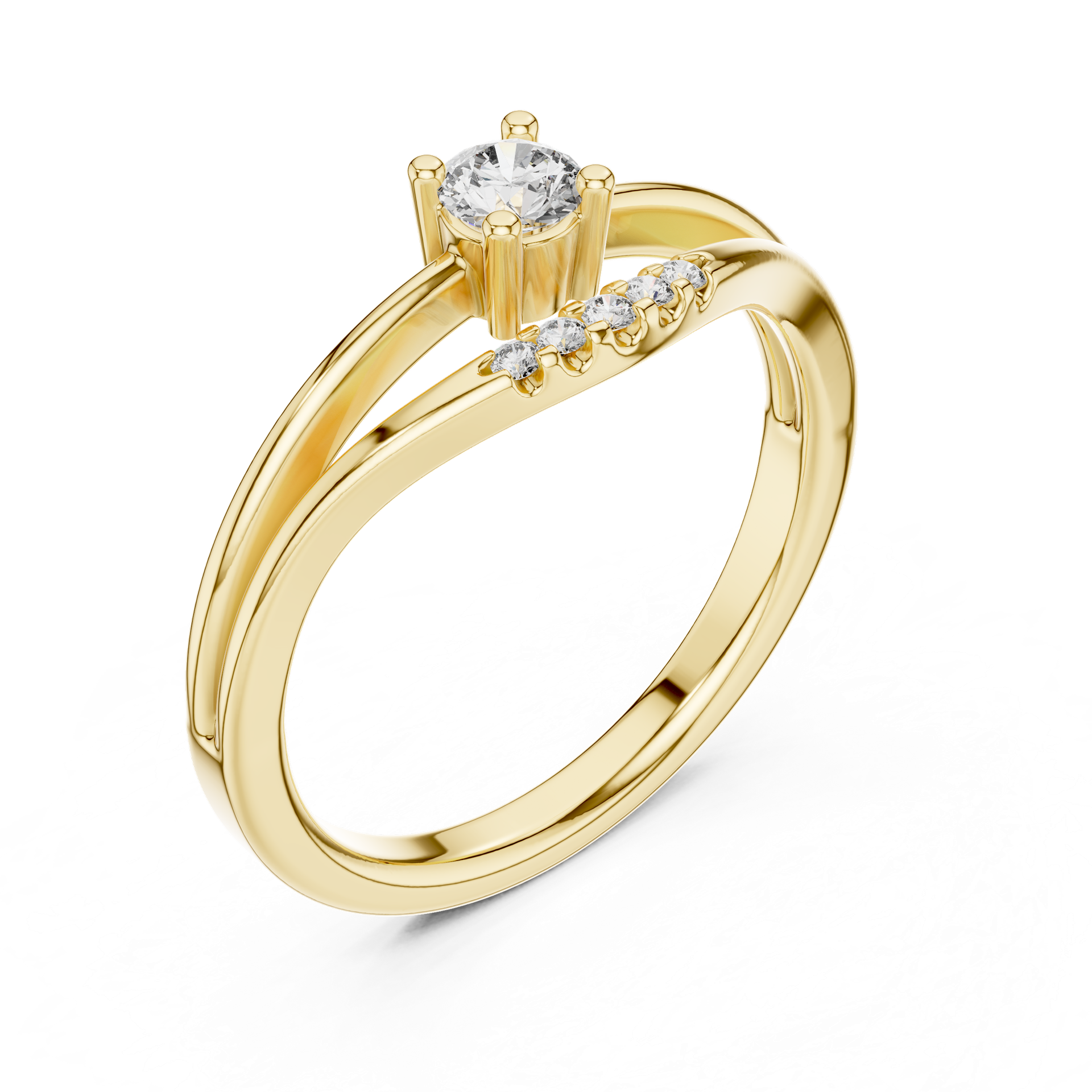 Diamond Solitaire Ring with Accent Diamonds | THE DIAMOWN view 2