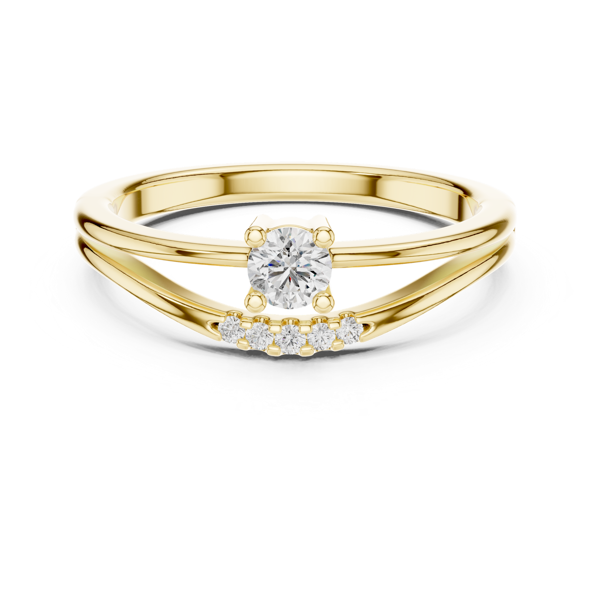 Diamond Solitaire Ring with Accent Diamonds | THE DIAMOWN view 3