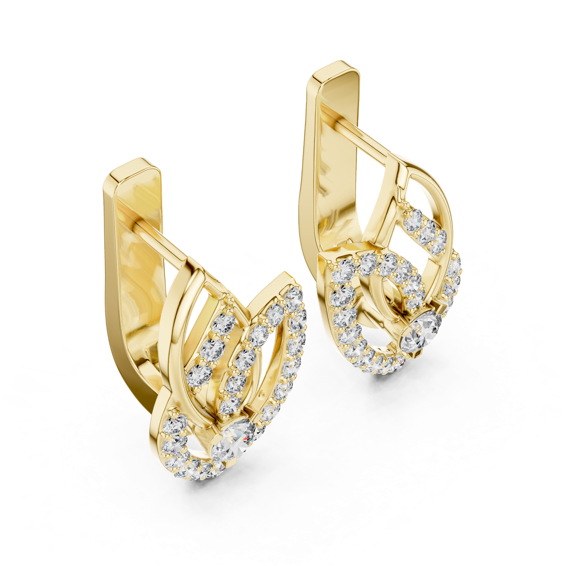 Leaf‑Design Diamond Earrings – Luxury Gold, Silver & Platinum view 2
