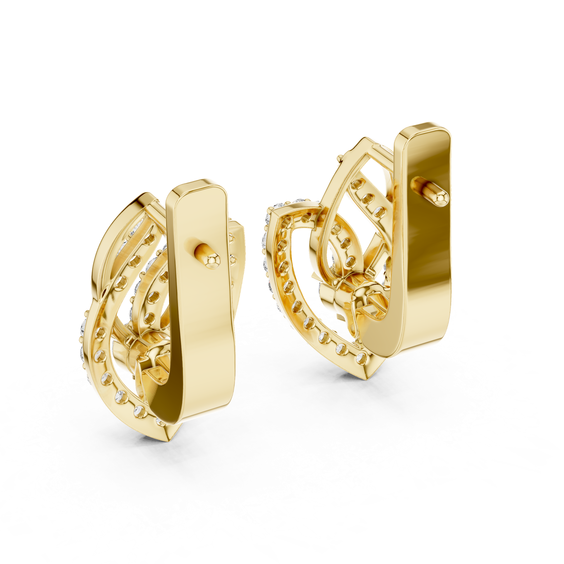Leaf‑Design Diamond Earrings – Luxury Gold, Silver & Platinum view 3