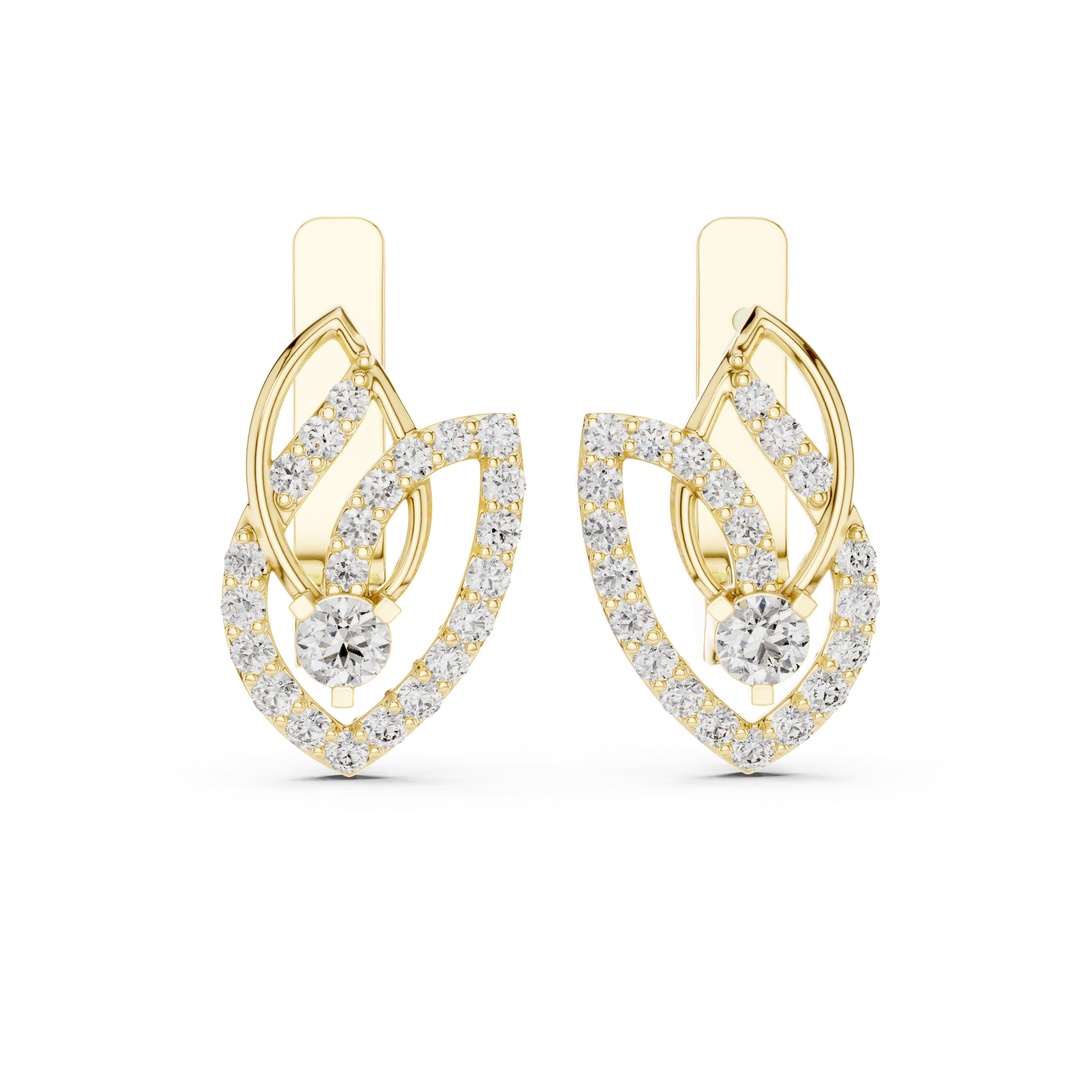 Leaf‑Design Diamond Earrings – Luxury Gold, Silver & Platinum view 4