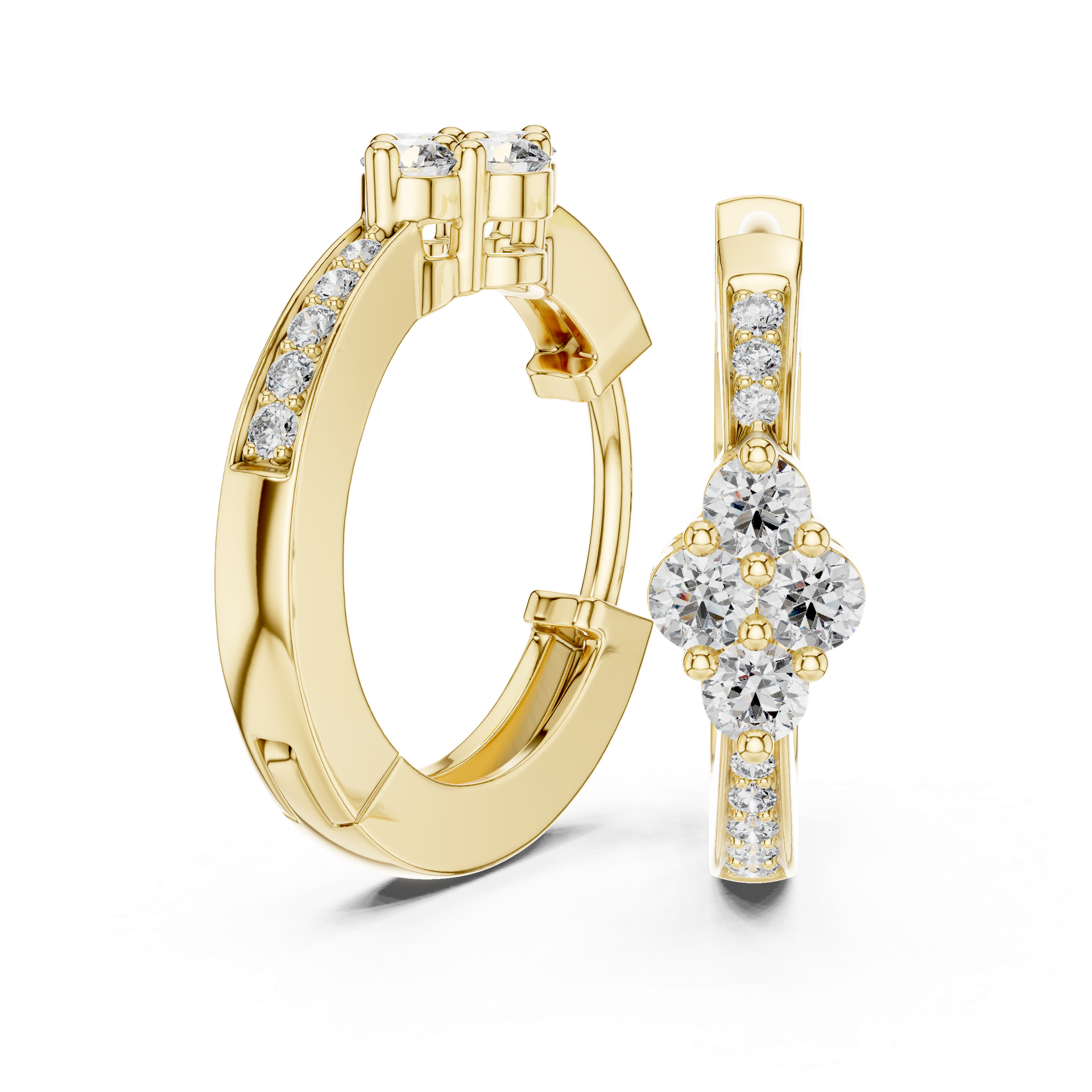 Floral Drop Diamond Earrings – Premium Gold, Silver & Platinum view 2