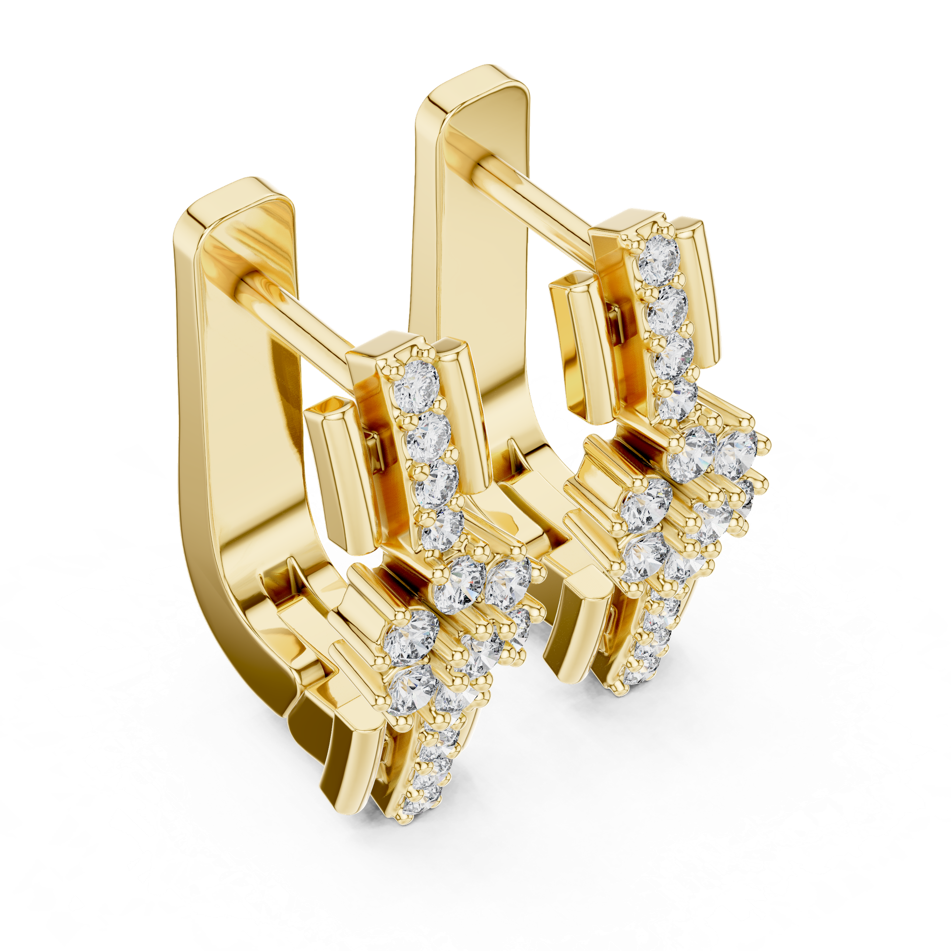 Diamond Floral Cluster Huggie Earrings | Gold, Platinum & Silver | Fine Jewelry | THE DIAMOWN view 2