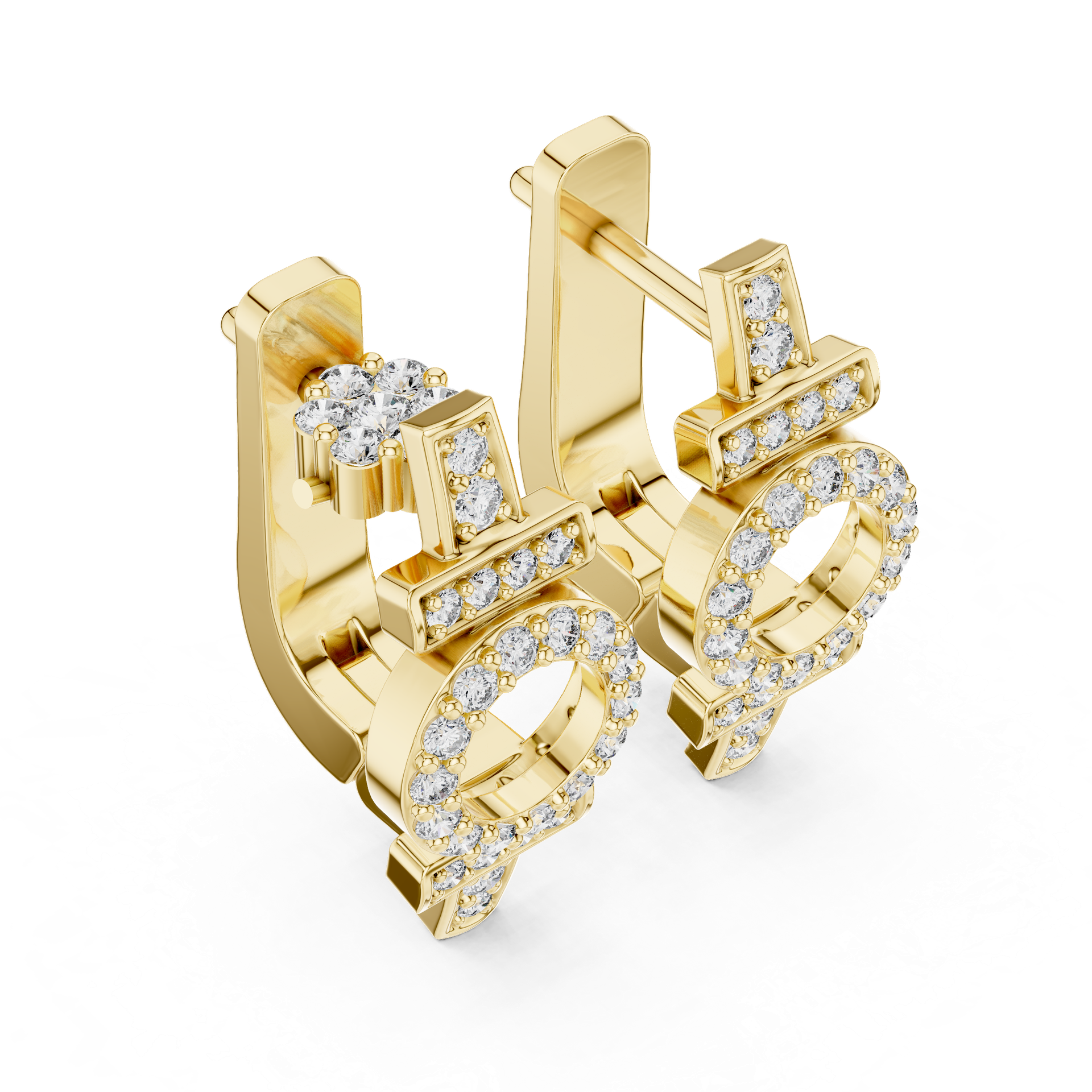 Diamond Geometric Circle Drop Diamond Earrings | Gold, Platinum & Silver | Fine Jewelry | THE DIAMOWN view 2