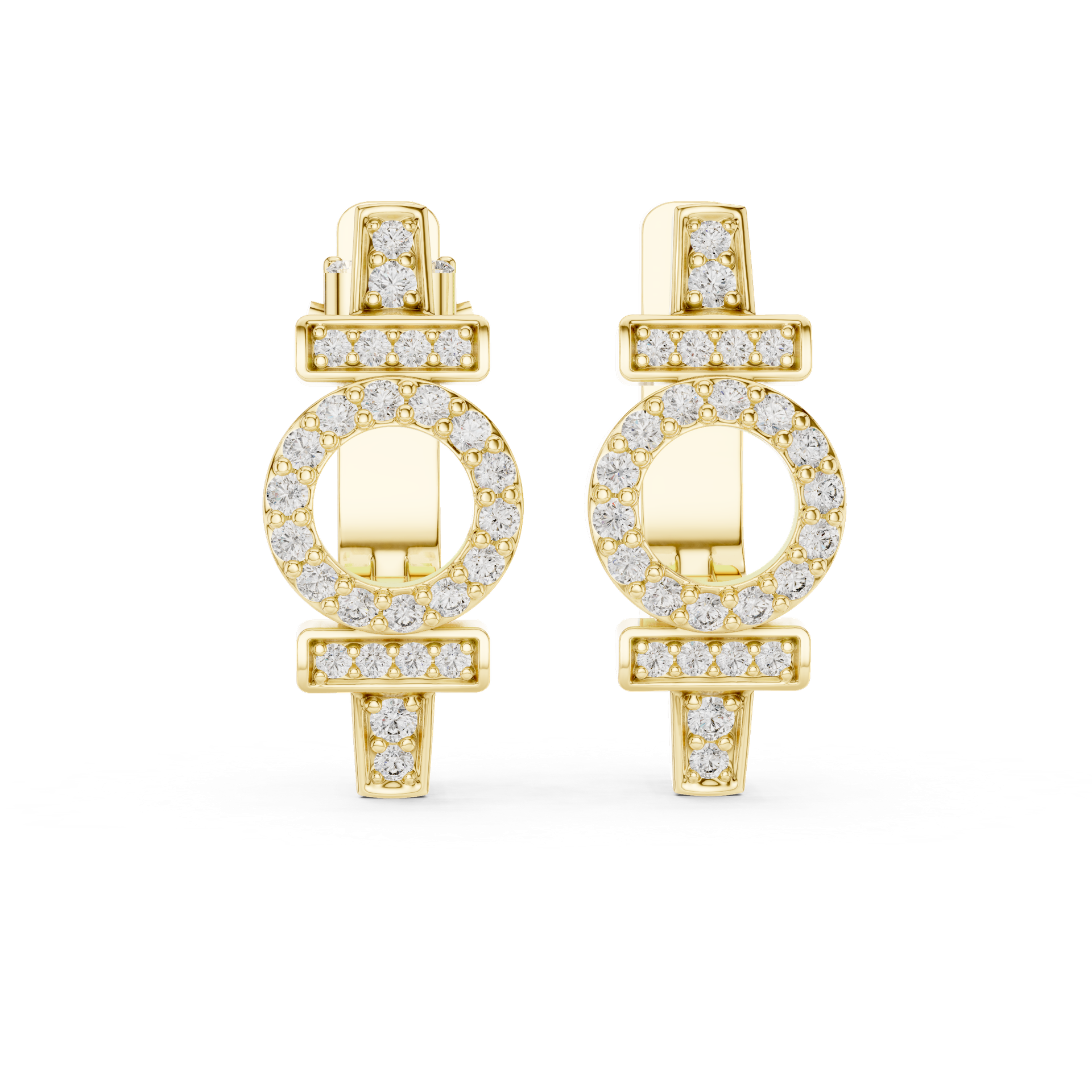 Diamond Geometric Circle Drop Diamond Earrings | Gold, Platinum & Silver | Fine Jewelry | THE DIAMOWN view 3