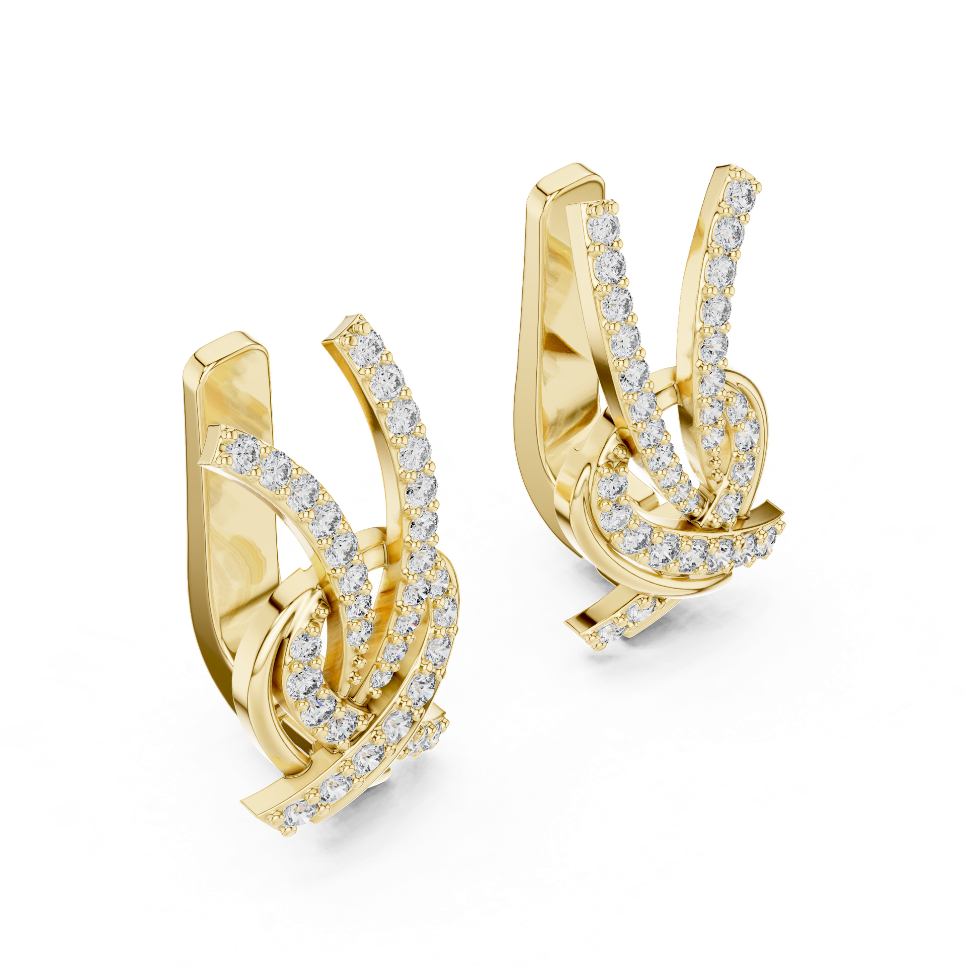 Diamond Crossover Drop Diamond Earrings | Elegant Pavé Dangle Earrings | Gold, Platinum & Silver | Fine Jewelry | THE DIAMOWN view 2