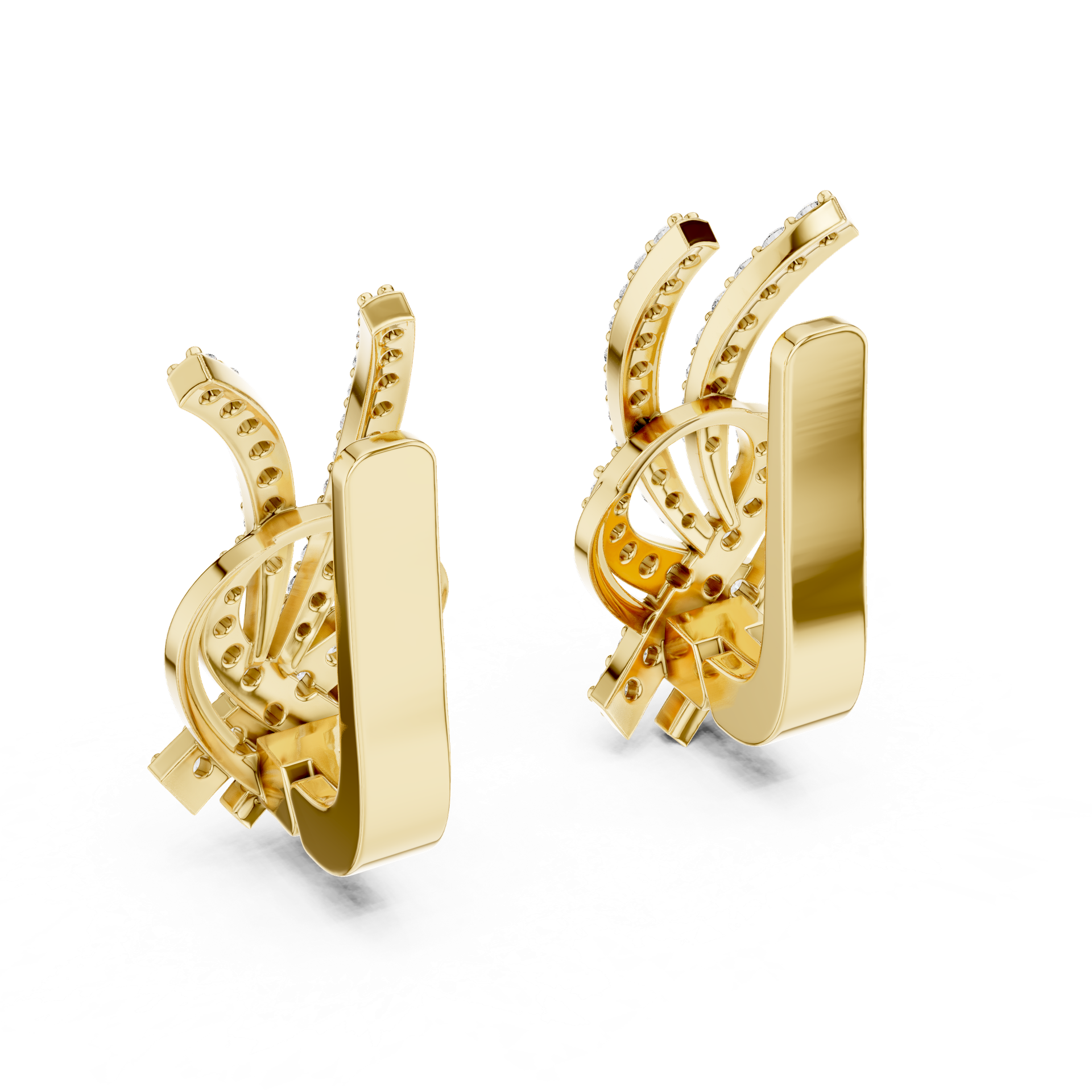 Diamond Crossover Drop Diamond Earrings | Elegant Pavé Dangle Earrings | Gold, Platinum & Silver | Fine Jewelry | THE DIAMOWN view 3