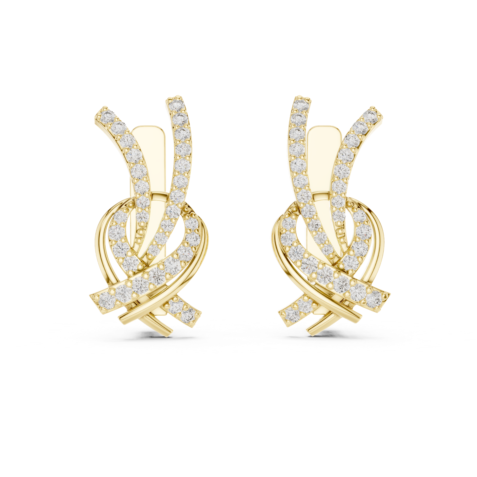 Diamond Crossover Drop Diamond Earrings | Elegant Pavé Dangle Earrings | Gold, Platinum & Silver | Fine Jewelry | THE DIAMOWN view 4