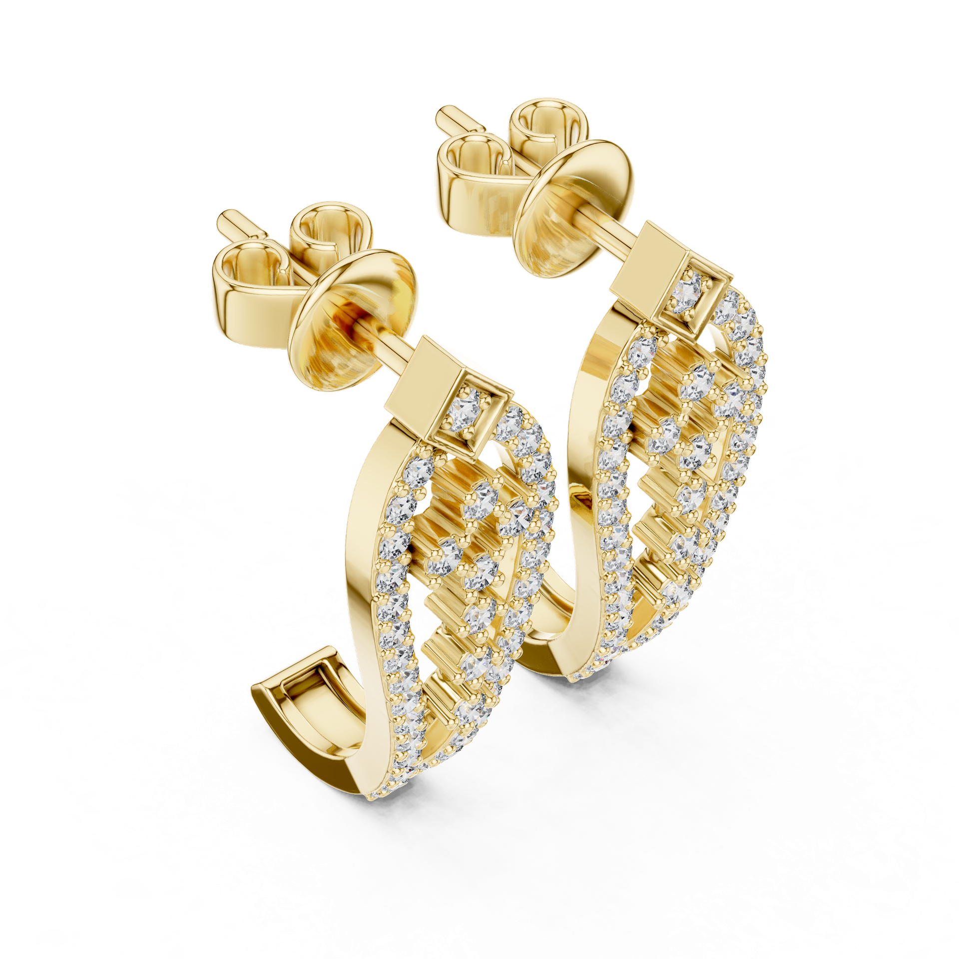 Diamond Geometric Hoop Diamond Earrings | Gold, Platinum & Silver | Fine Jewelry | THE DIAMOWN view 2