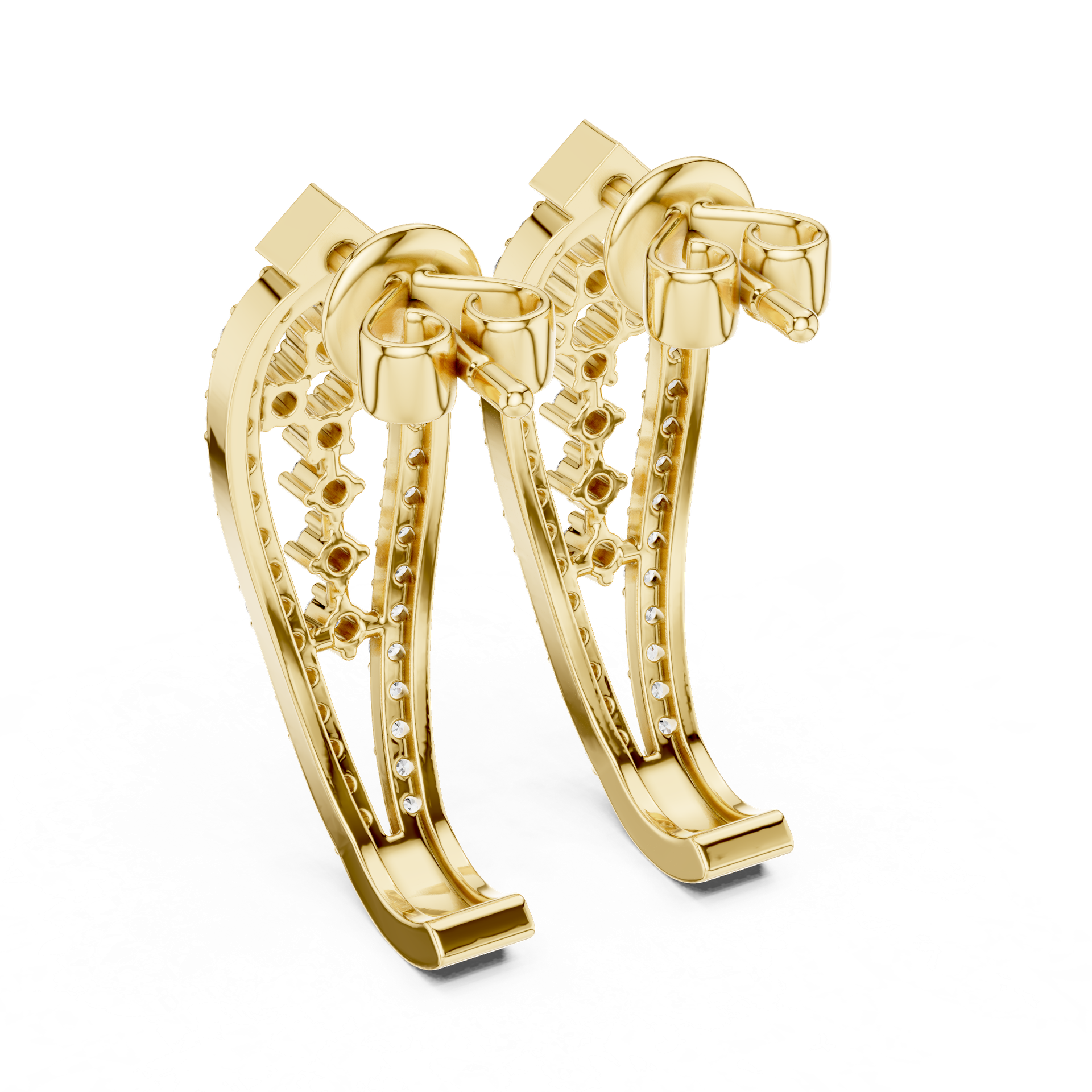Diamond Geometric Hoop Diamond Earrings | Gold, Platinum & Silver | Fine Jewelry | THE DIAMOWN view 3