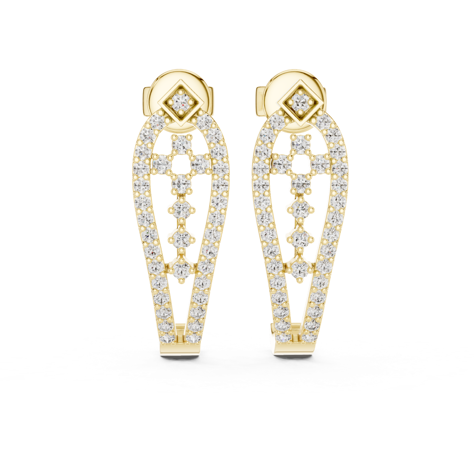 Diamond Geometric Hoop Diamond Earrings | Gold, Platinum & Silver | Fine Jewelry | THE DIAMOWN view 4