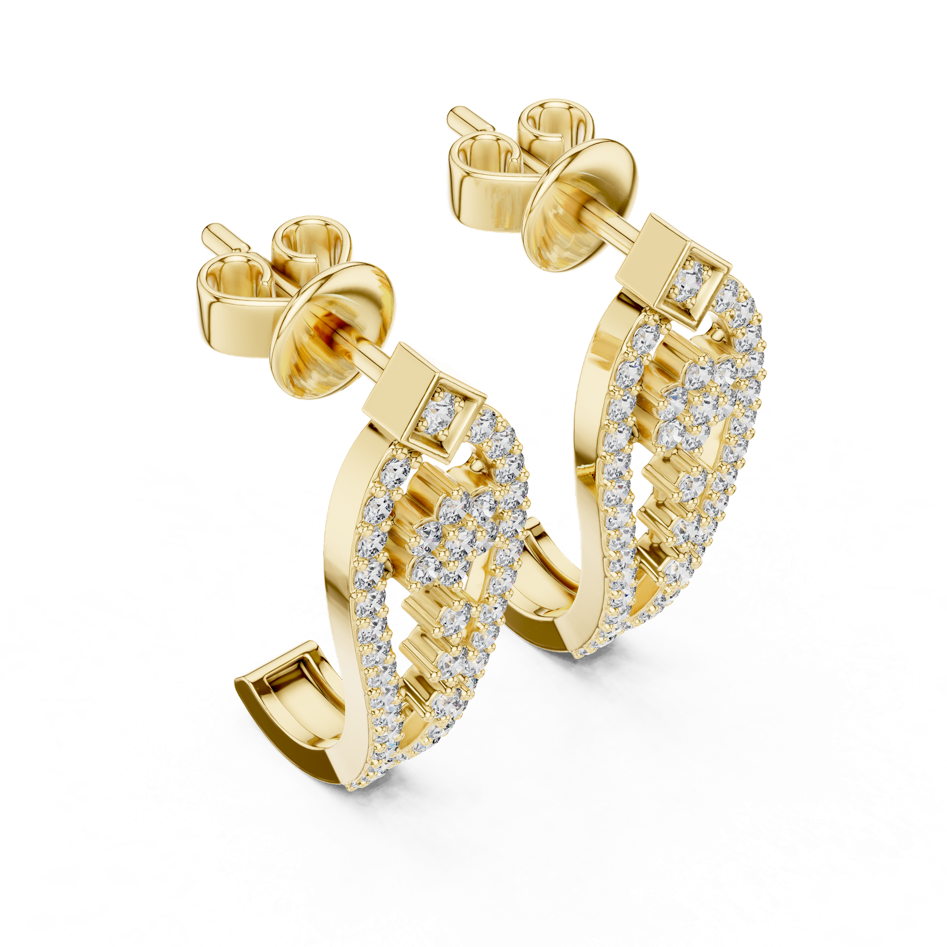 Diamond Geometric Hoop Diamond Earrings | Floral Diamond Drop Earrings | Gold, Platinum & Silver | Fine Jewelry | THE DIAMOWN view 2
