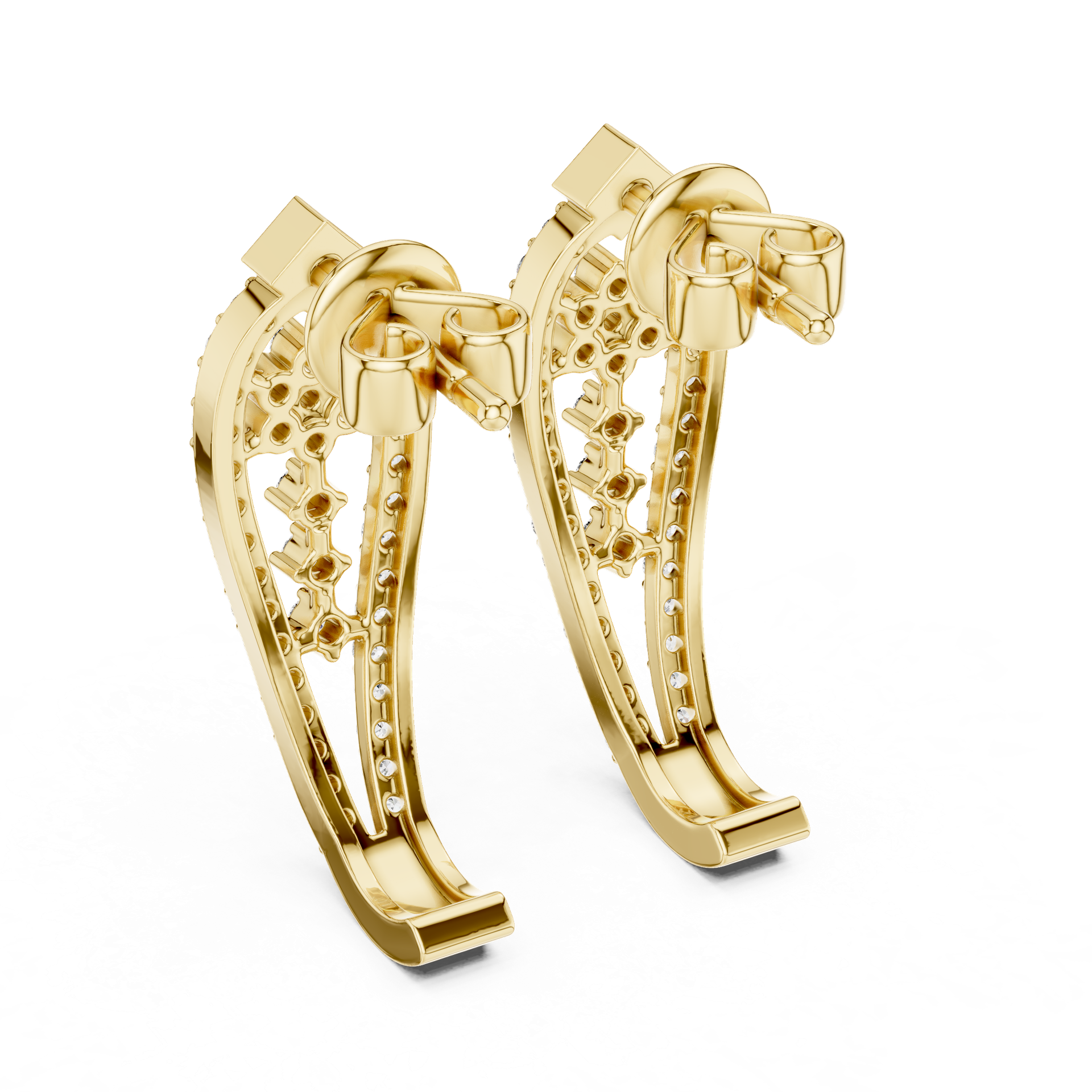 Diamond Geometric Hoop Diamond Earrings | Floral Diamond Drop Earrings | Gold, Platinum & Silver | Fine Jewelry | THE DIAMOWN view 3
