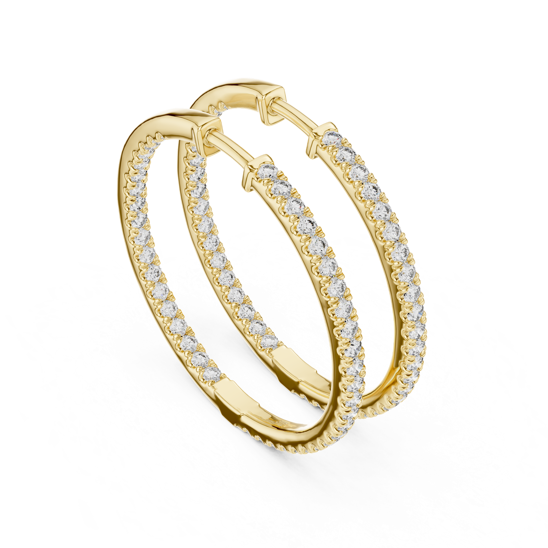 Diamond Hoop Earrings | Classic Diamond Huggie Earrings | Gold, Platinum & Silver | Fine Jewelry | THE DIAMOWN view 2