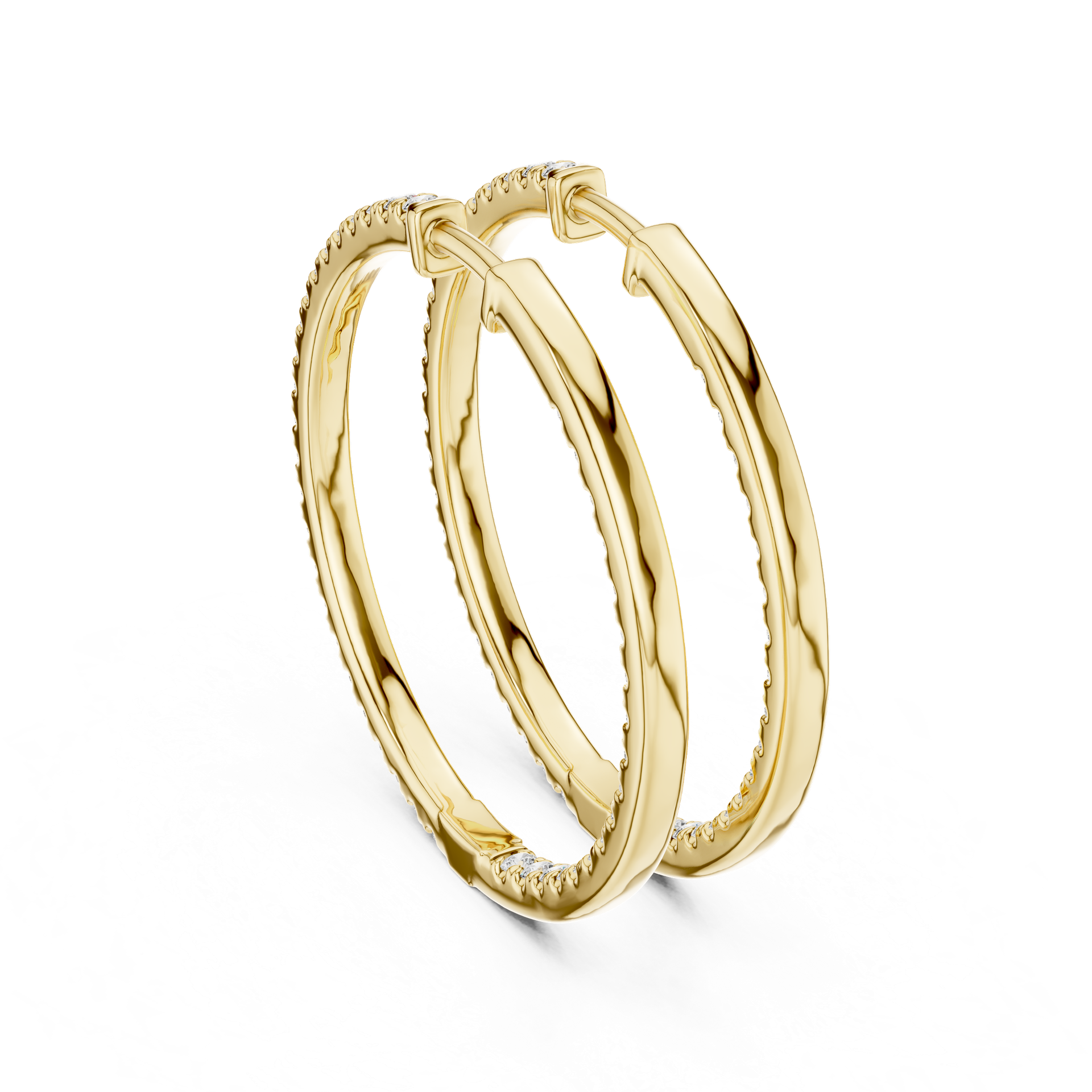 Diamond Hoop Earrings | Classic Diamond Huggie Earrings | Gold, Platinum & Silver | Fine Jewelry | THE DIAMOWN view 3