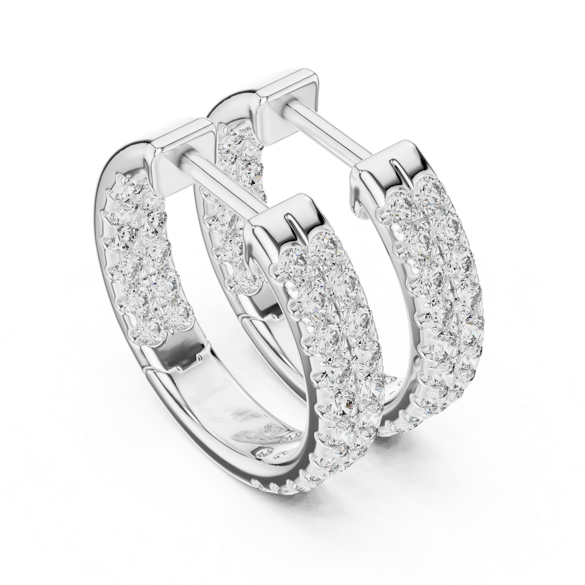 Diamond Huggie Hoop Earrings | Pavé Diamond Earrings | Gold, Platinum & Silver | Fine Jewelry | THE DIAMOWN view 3