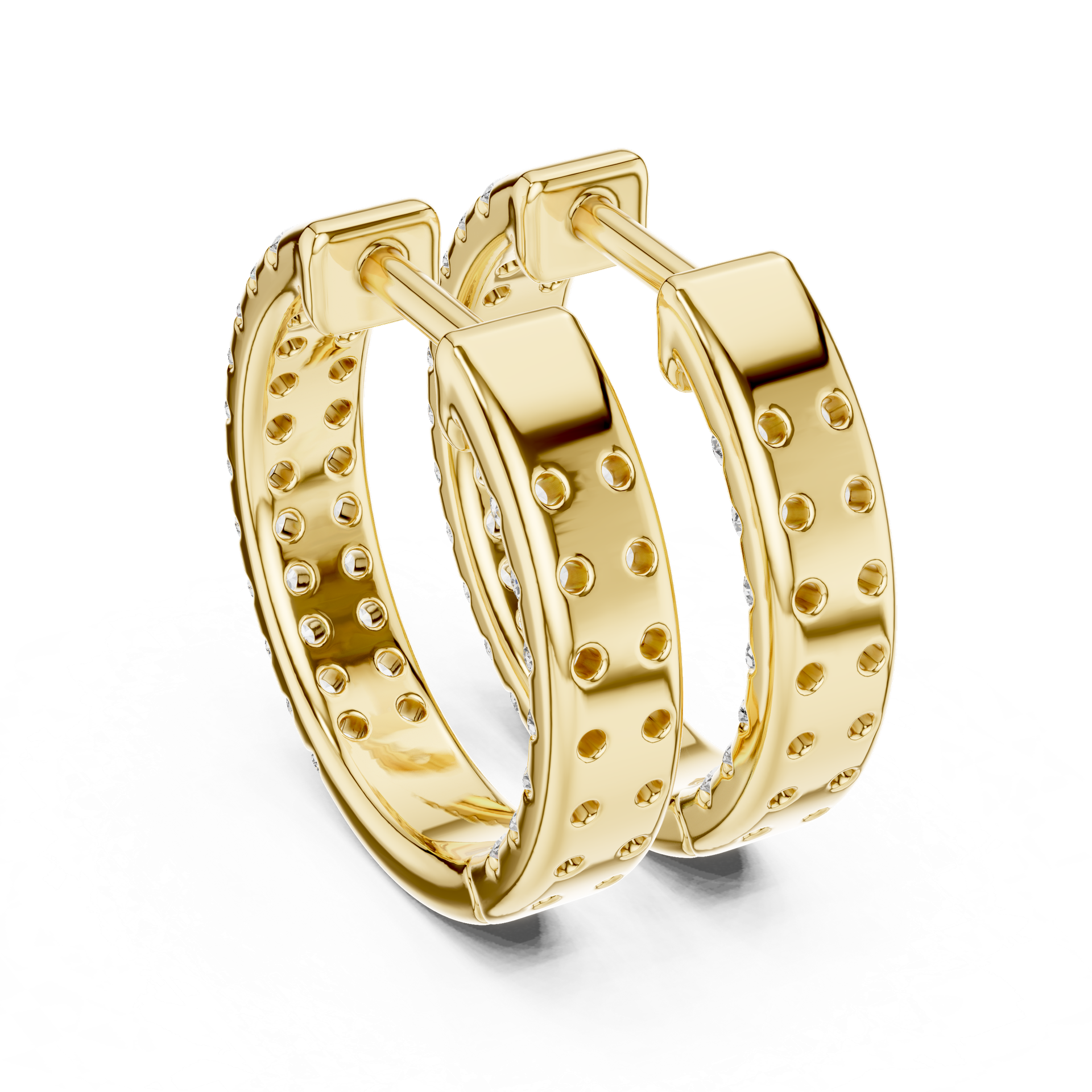 Diamond Huggie Hoop Earrings | Pavé Diamond Earrings | Gold, Platinum & Silver | Fine Jewelry | THE DIAMOWN view 10