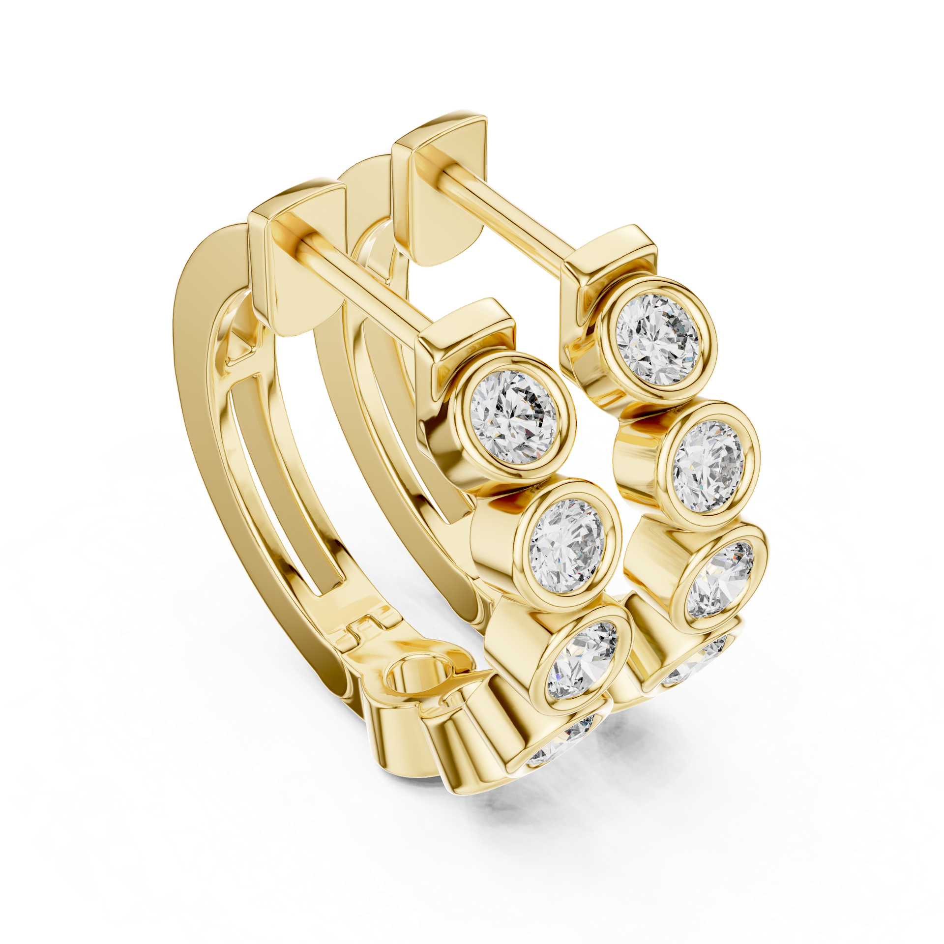 Round Diamond Huggie Earrings | Gold, Platinum & Silver | THE DIAMOWN view 4