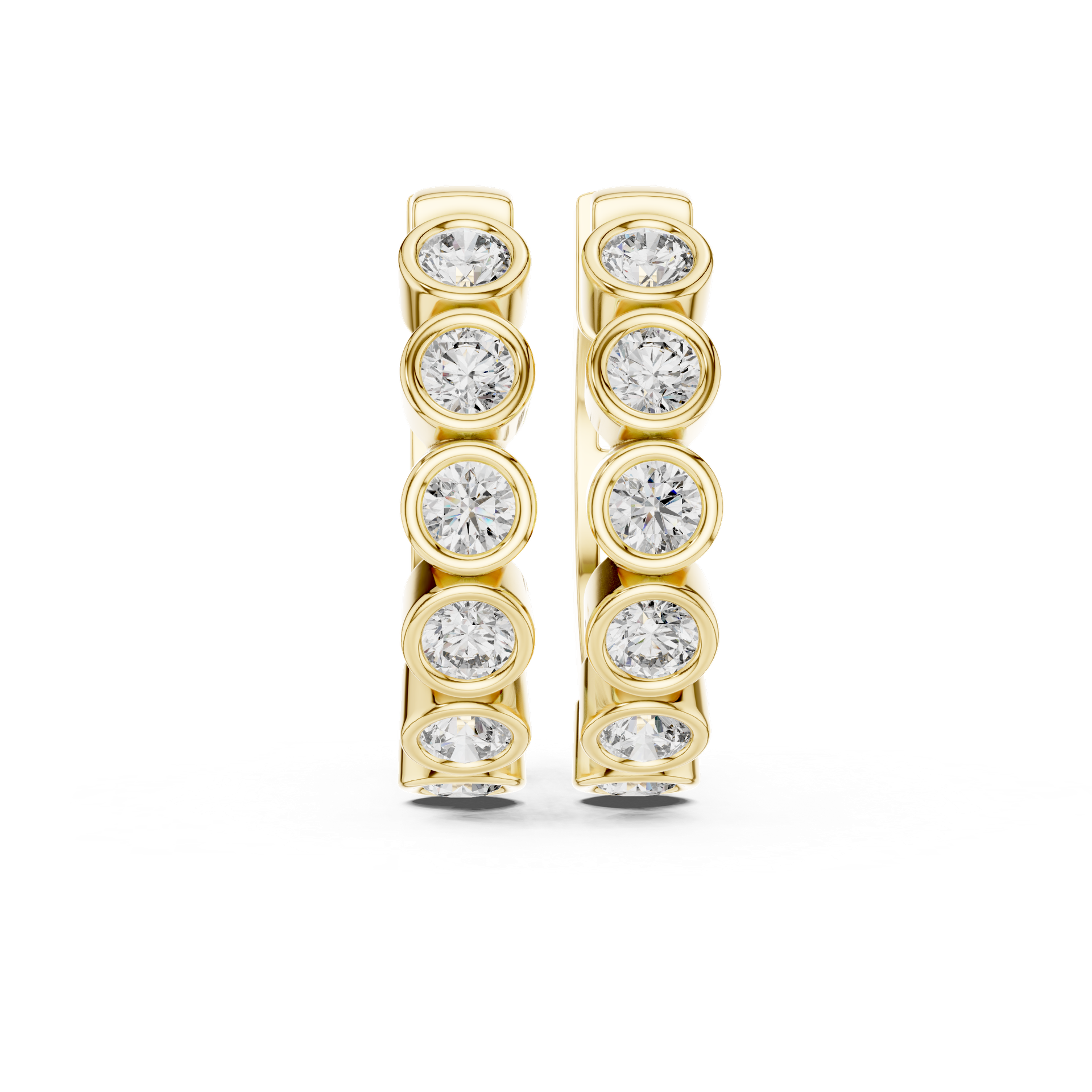 Round Diamond Huggie Earrings | Gold, Platinum & Silver | THE DIAMOWN view 3