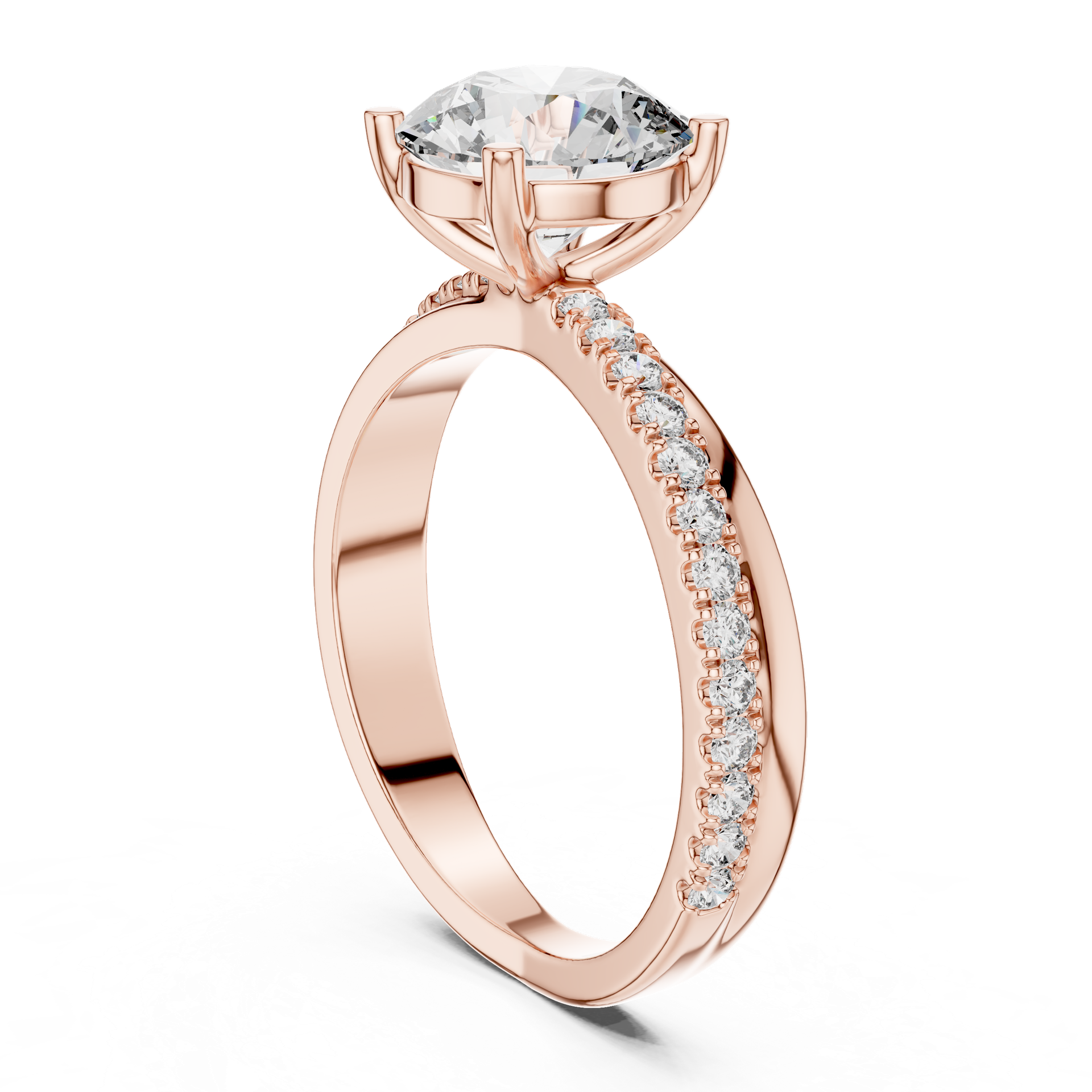 Elegant Pavé Solitaire Diamond Ring
