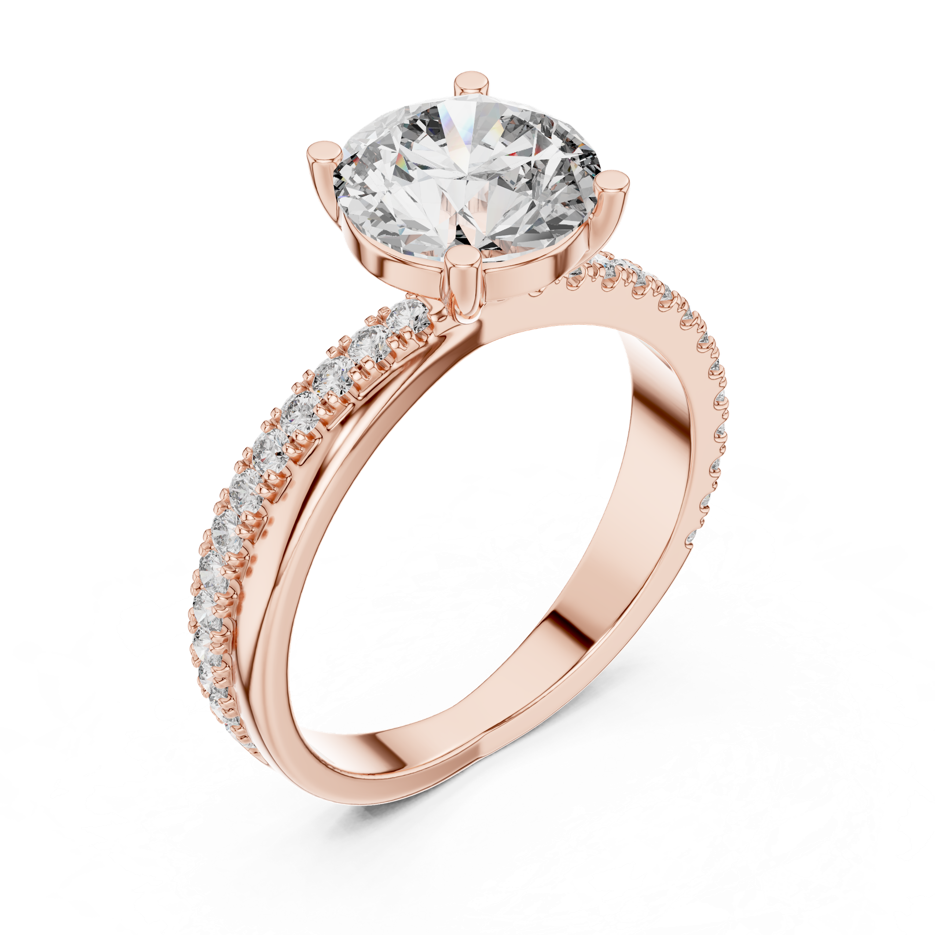 Elegant Pavé Solitaire Diamond Ring view 3