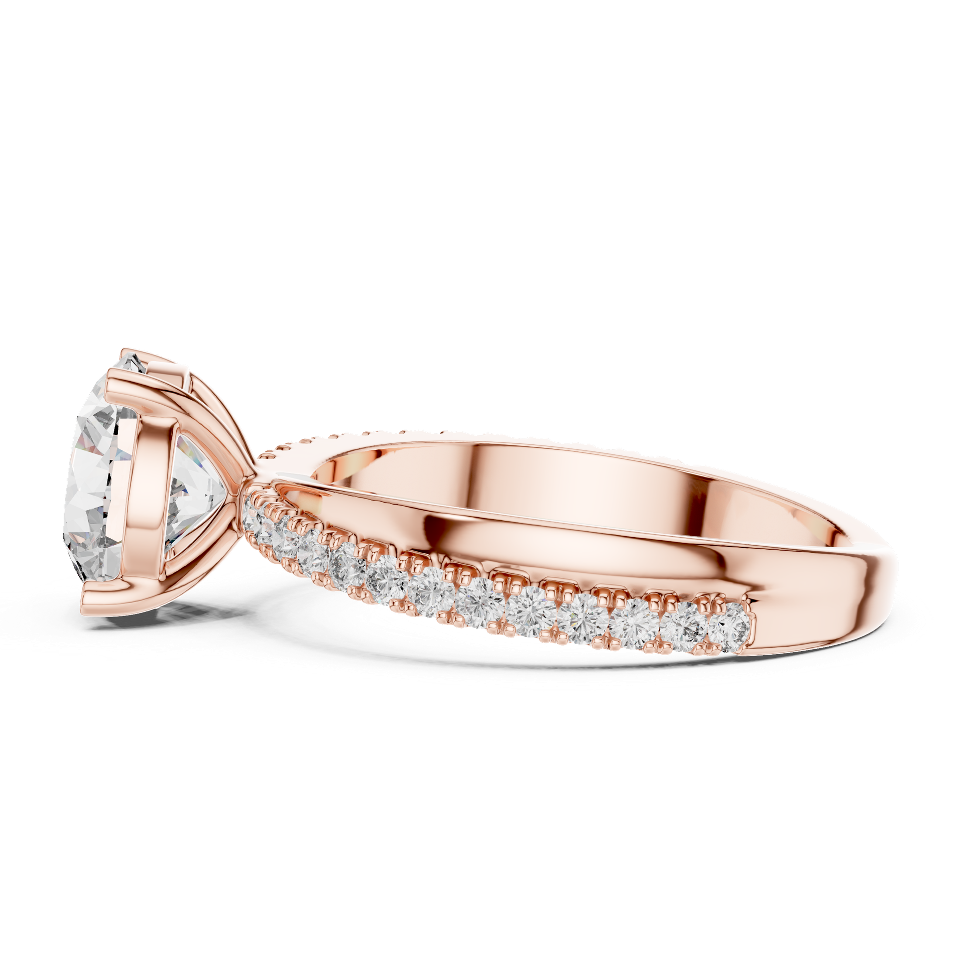 Elegant Pavé Solitaire Diamond Ring view 2