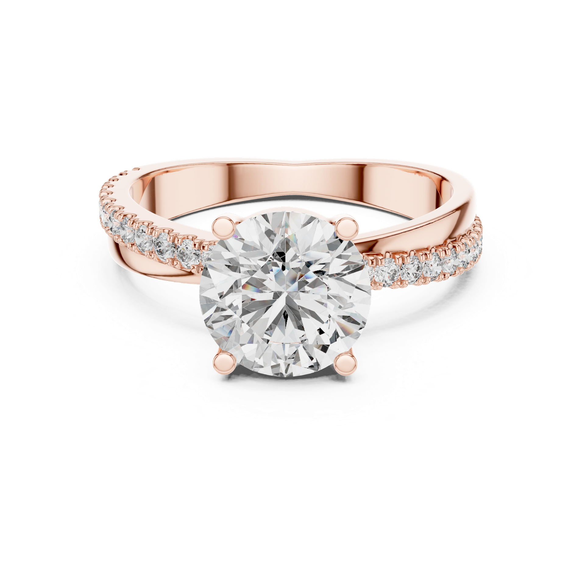 Elegant Pavé Solitaire Diamond Ring view 4