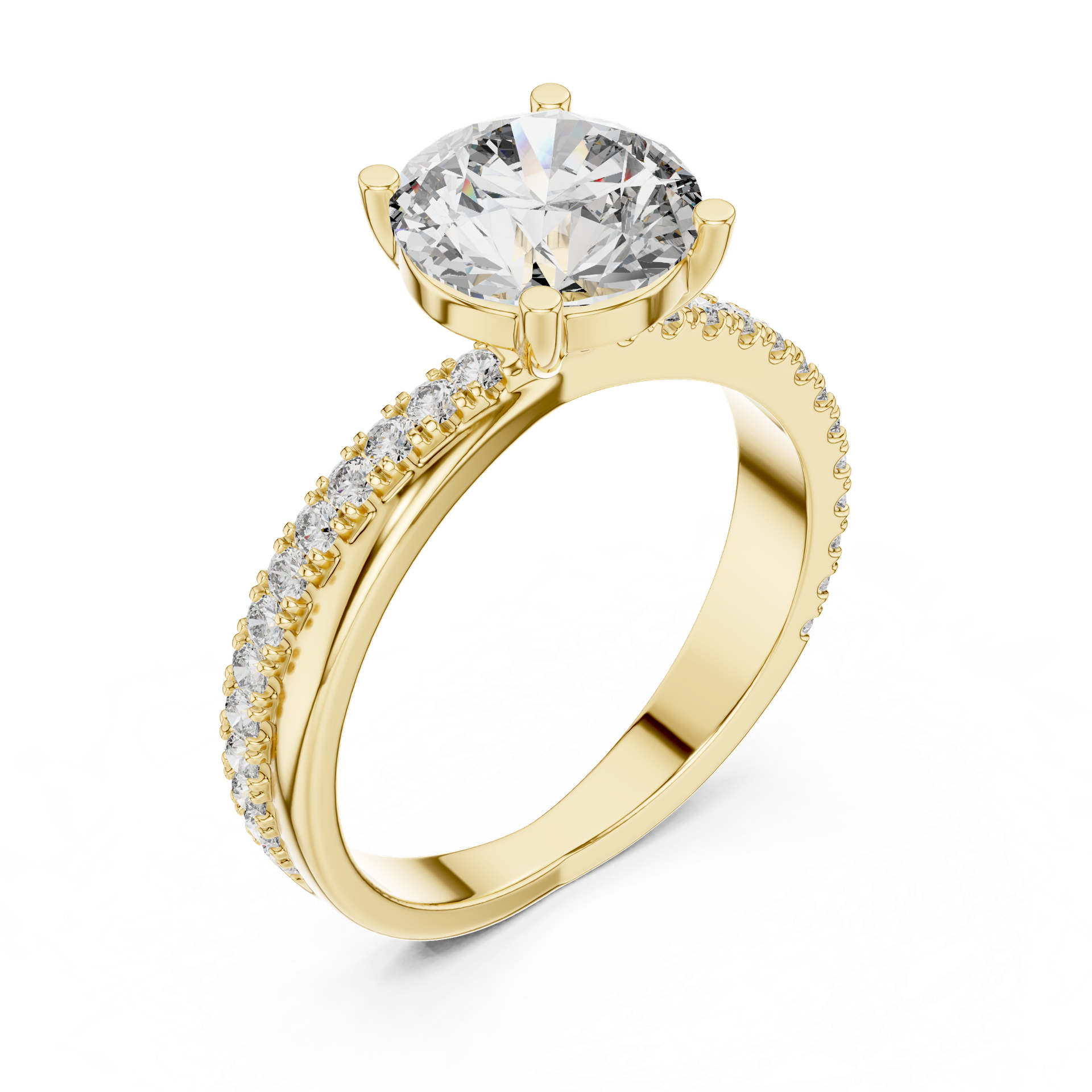 Elegant Pavé Solitaire Diamond Ring view 2