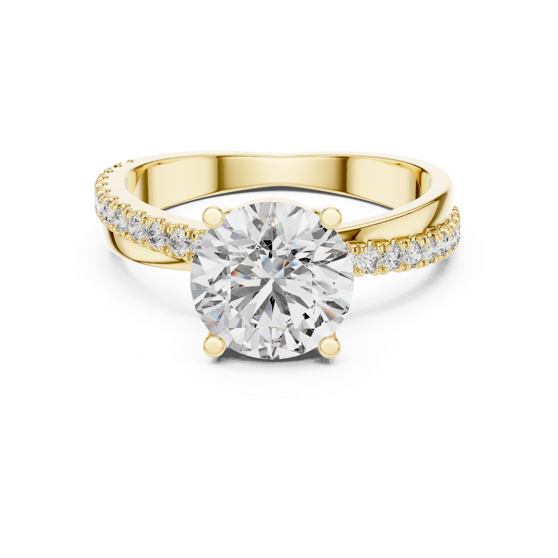 Elegant Pavé Solitaire Diamond Ring view 4