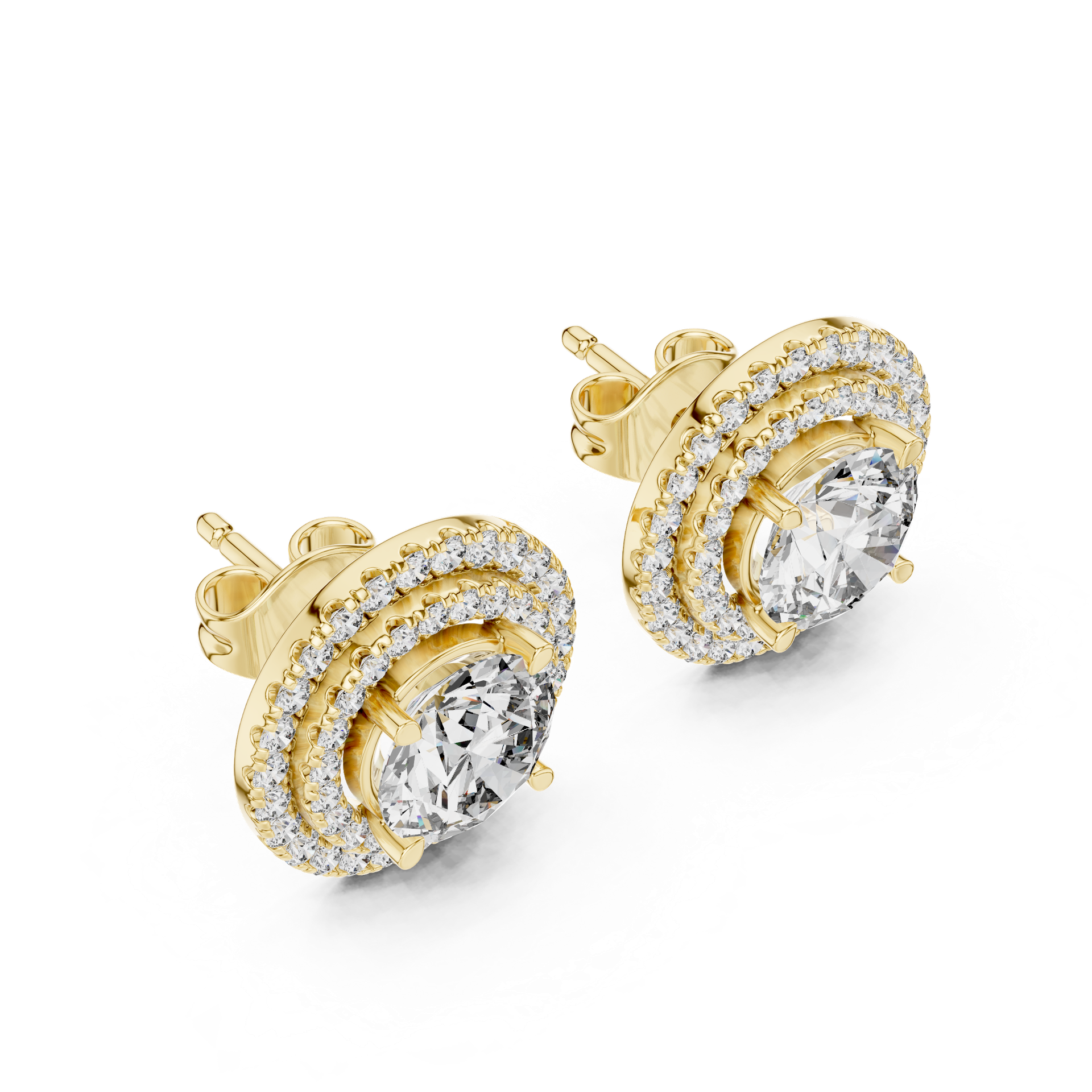 Round Cut Halo Diamond Stud Earrings | Gold, Platinum & Silver | Fine Jewelry | THE DIAMOWN view 2