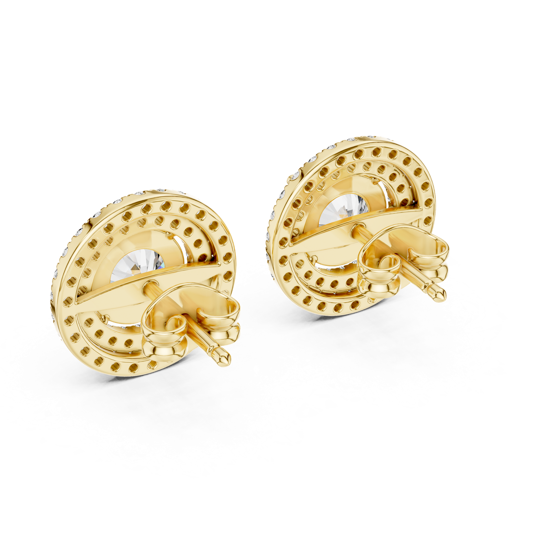 Round Cut Halo Diamond Stud Earrings | Gold, Platinum & Silver | Fine Jewelry | THE DIAMOWN view 3