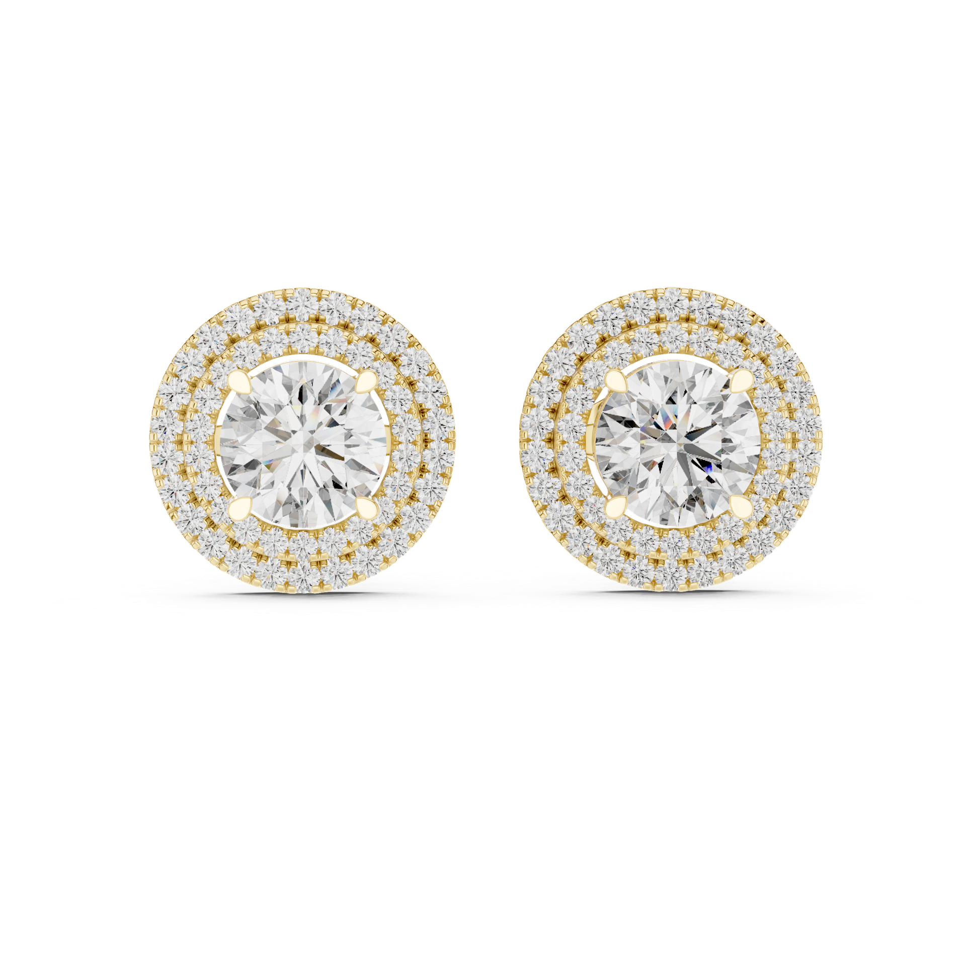 Round Cut Halo Diamond Stud Earrings | Gold, Platinum & Silver | Fine Jewelry | THE DIAMOWN view 4